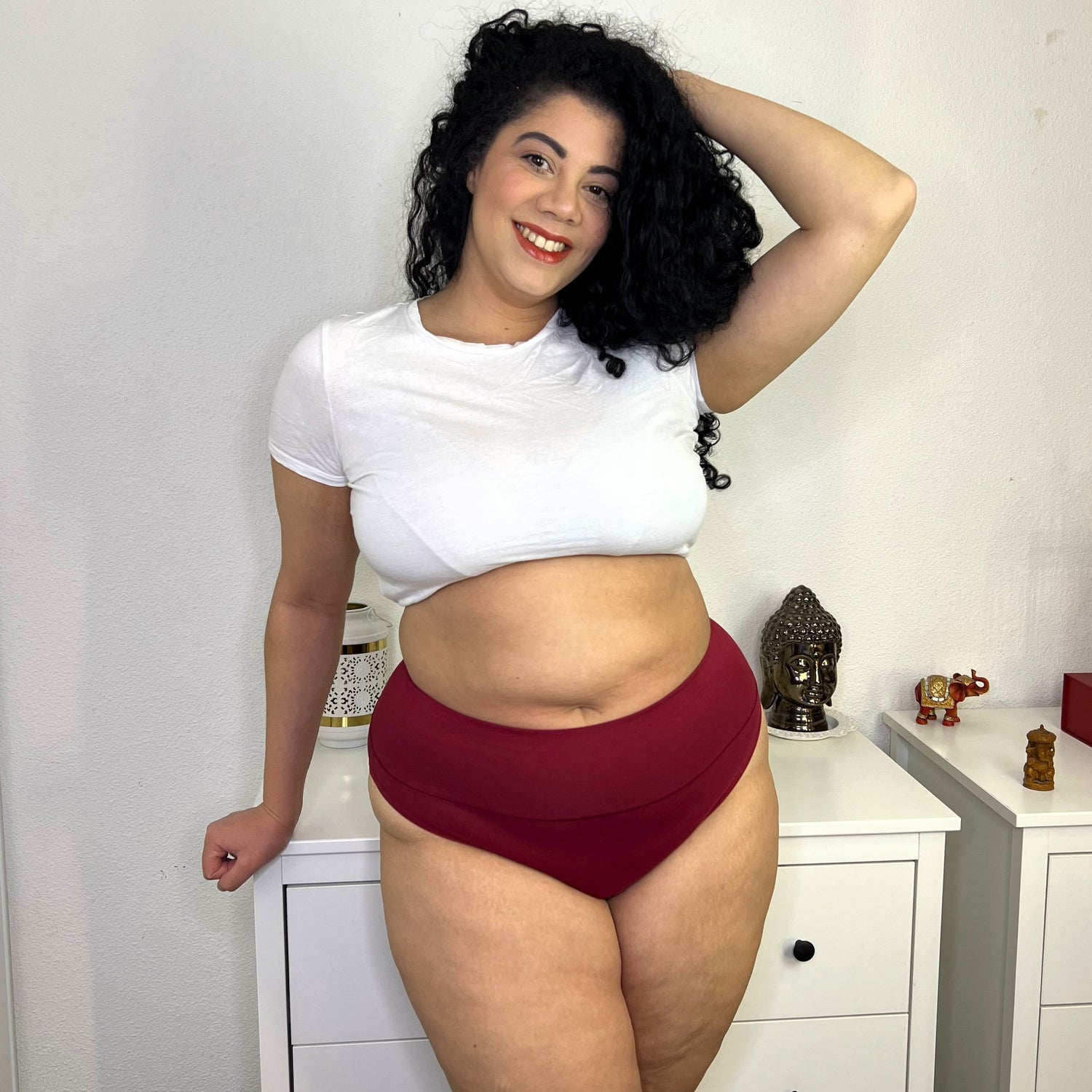 Organic Cotton Super High Leg Panties - Blood red