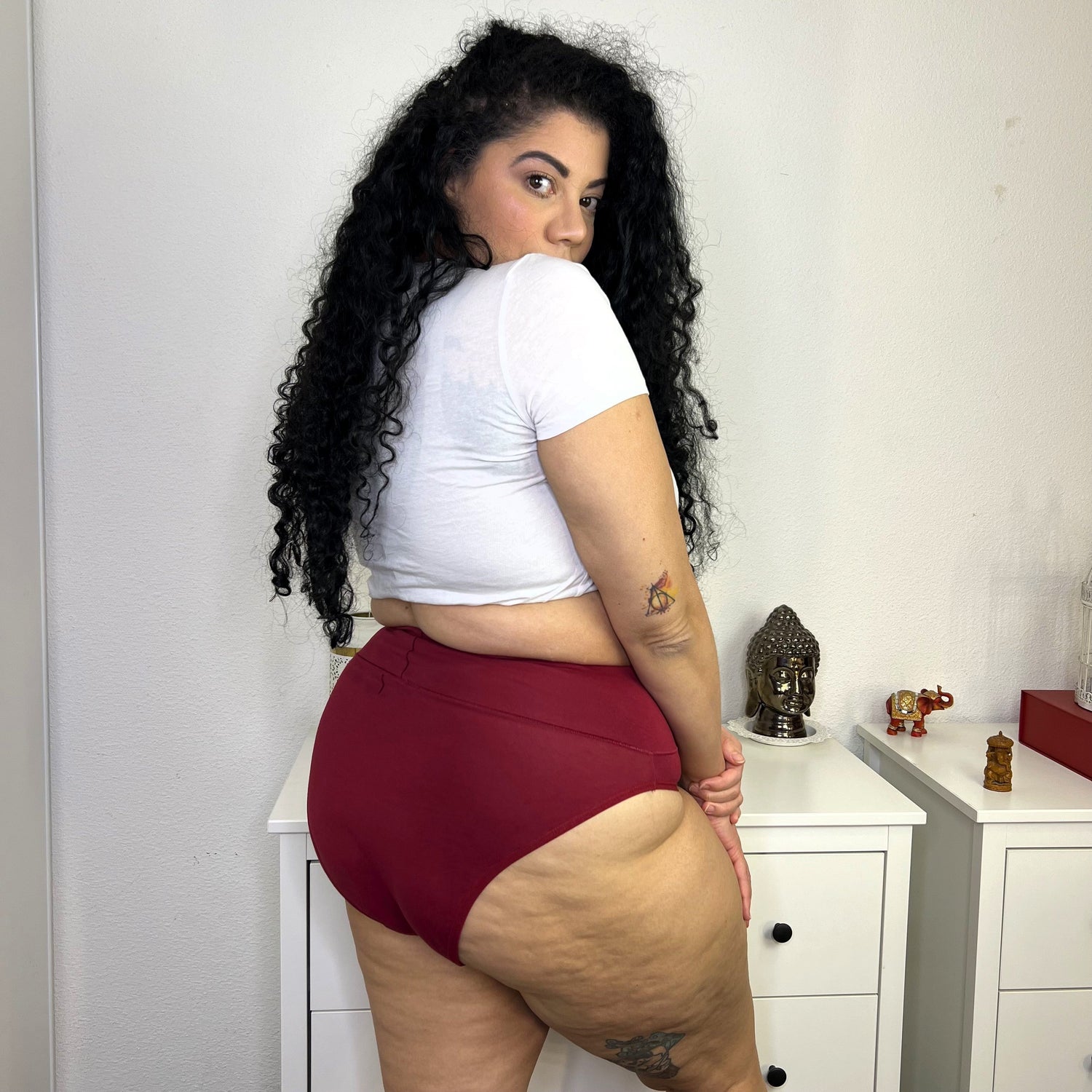 Organic Cotton Super High Leg Panties - Blood red