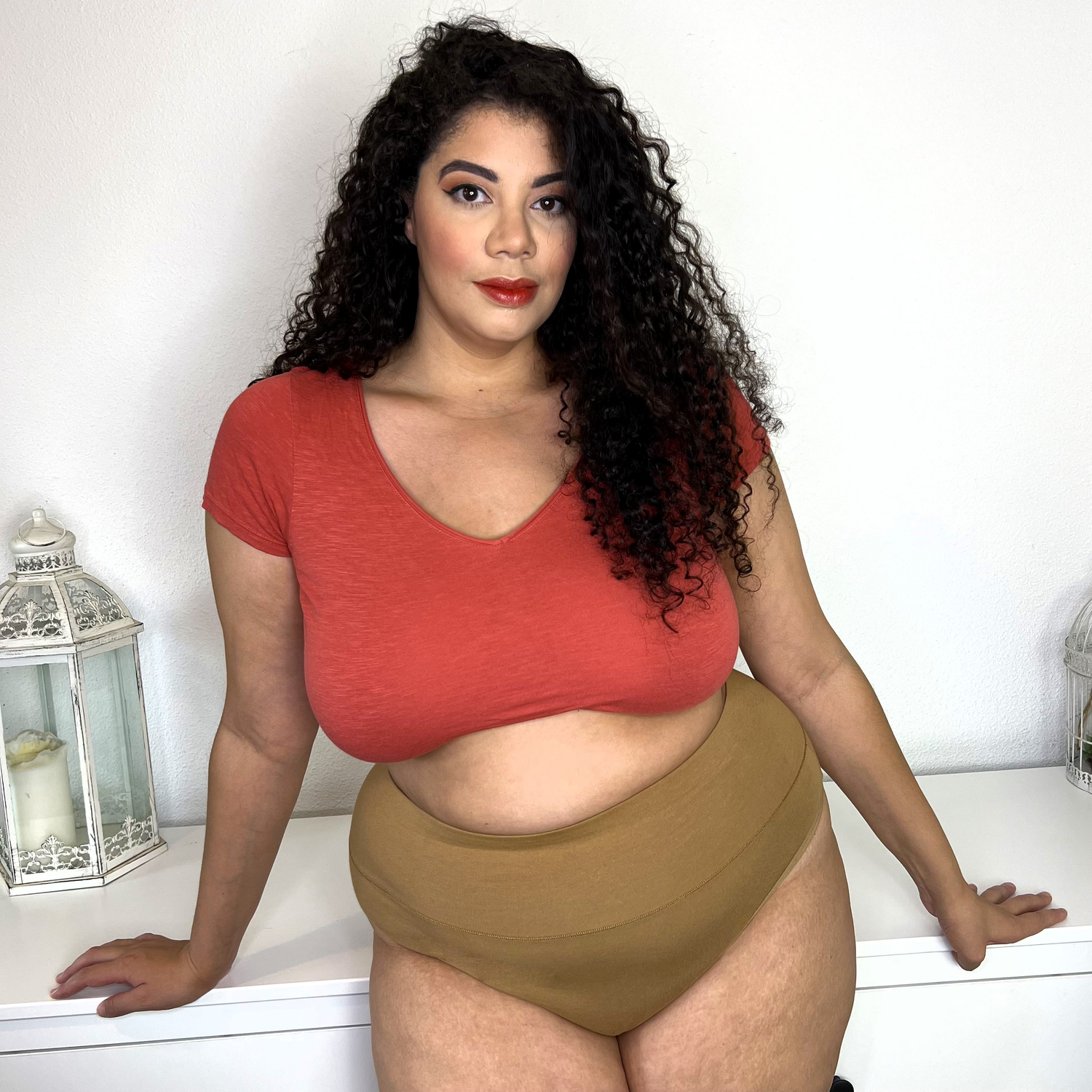 Organic Cotton Cheeky High Leg Panties - Caramel