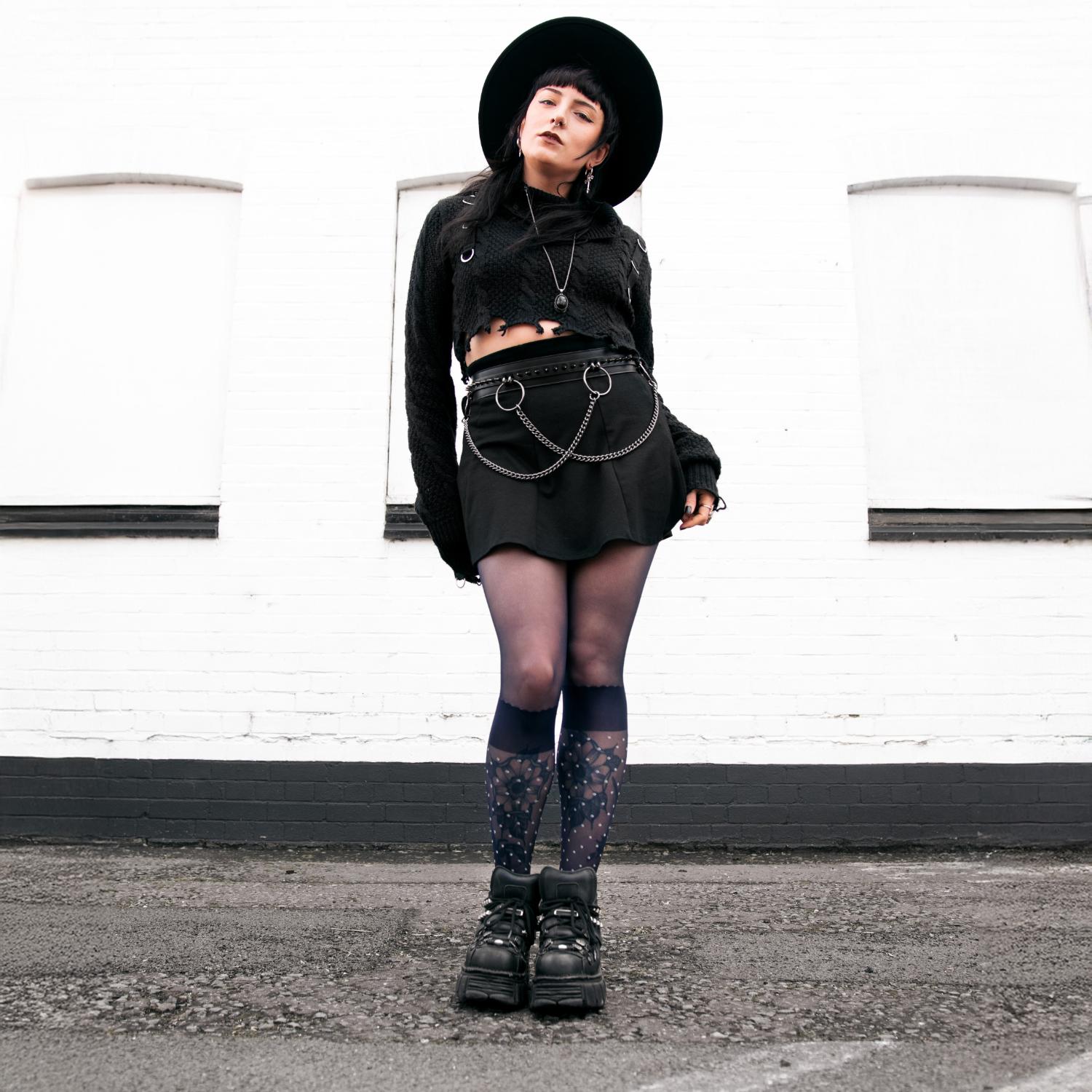 Seoul Chic Faux Sock Tights - Navy