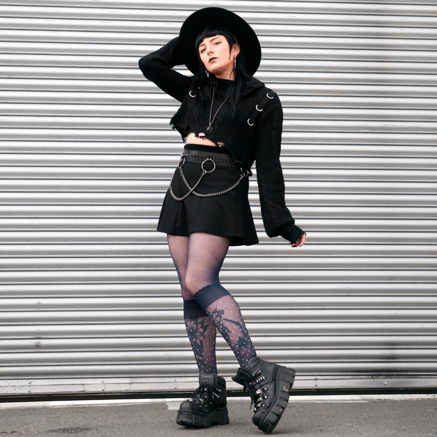 Seoul Chic Faux Sock Tights - Navy