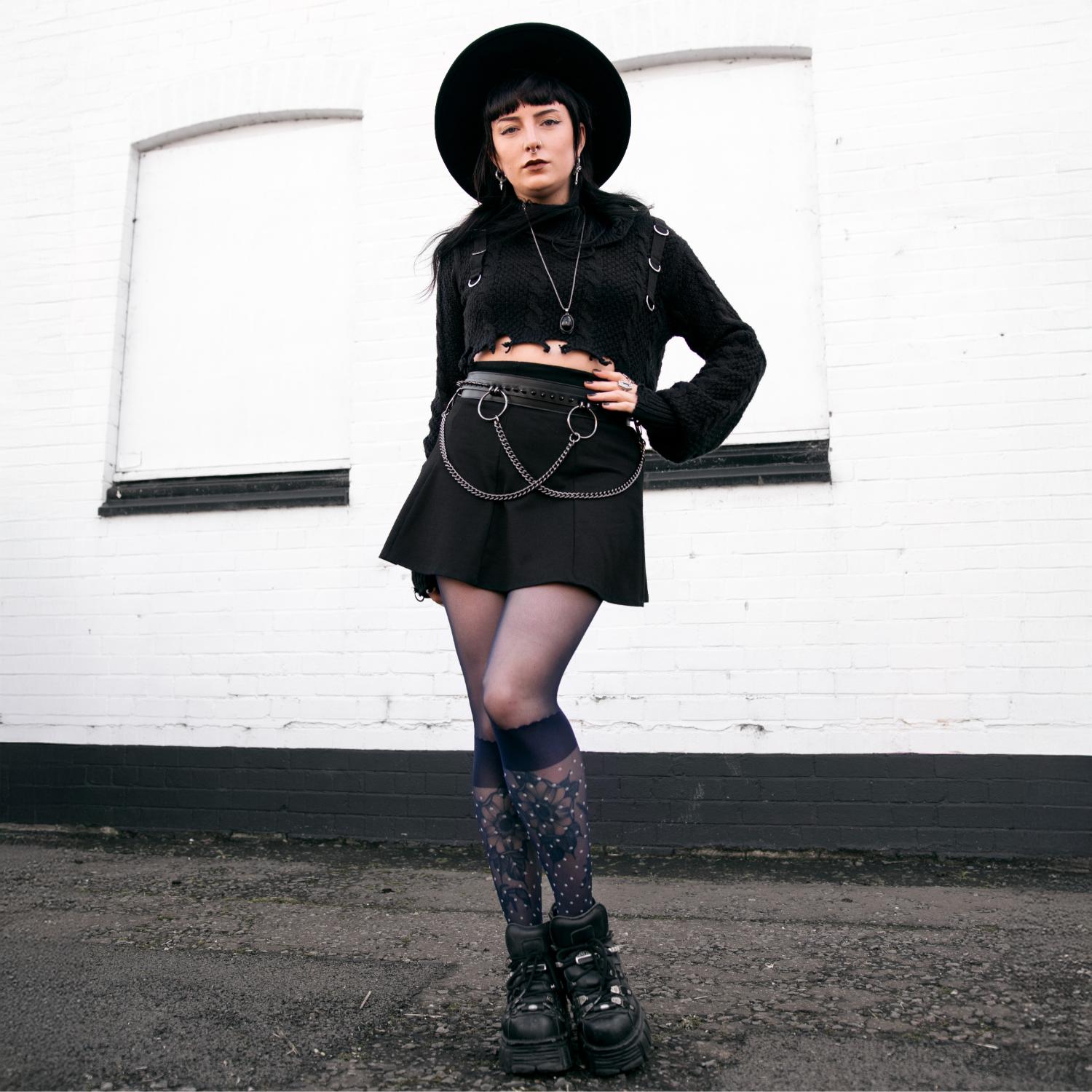 Seoul Chic Faux Sock Tights - Navy