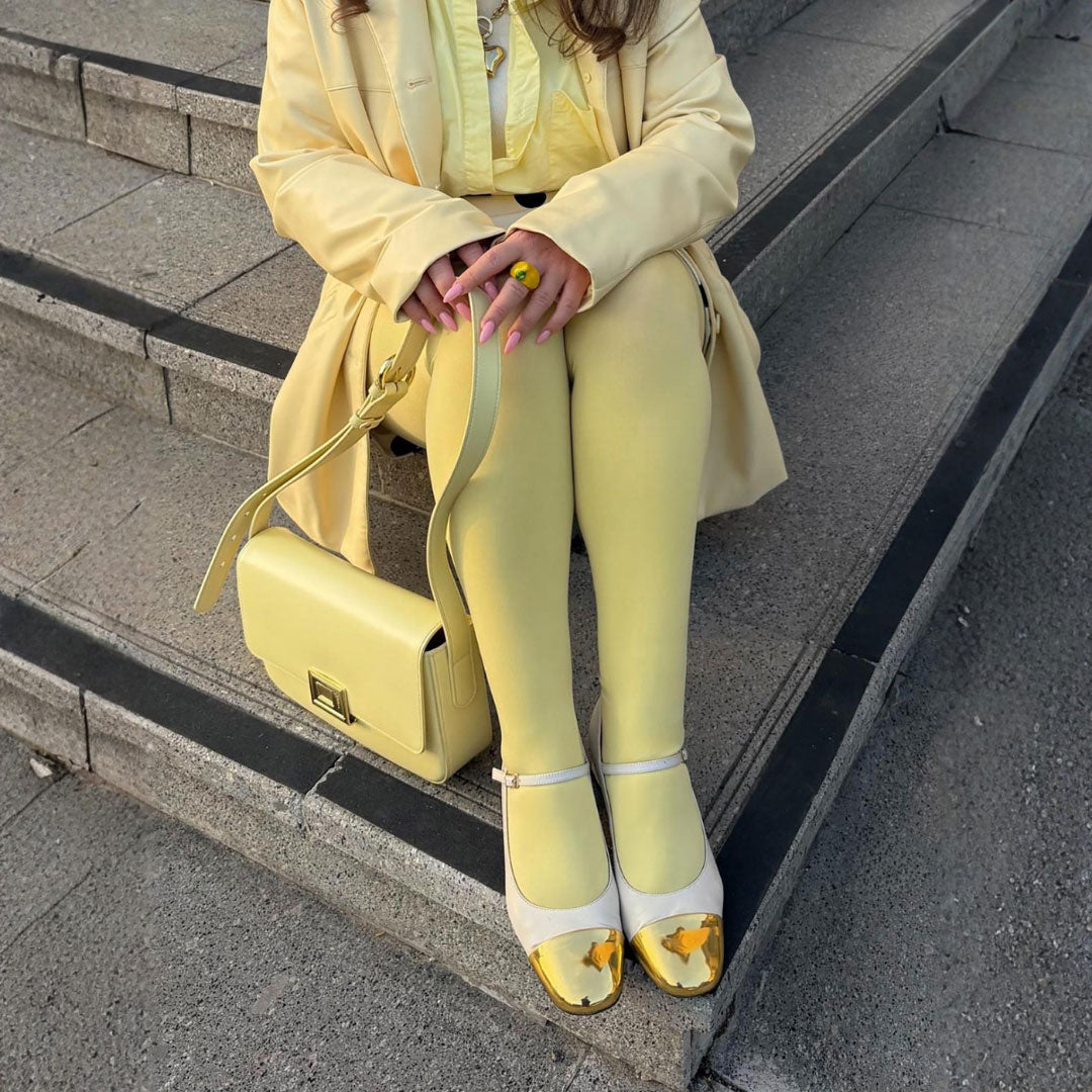 Super Opaque 120 Den Tights - Butter