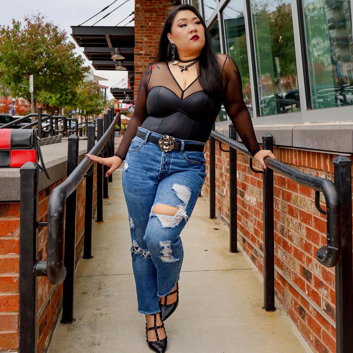 Siren Faux Leather Bodysuit - Black