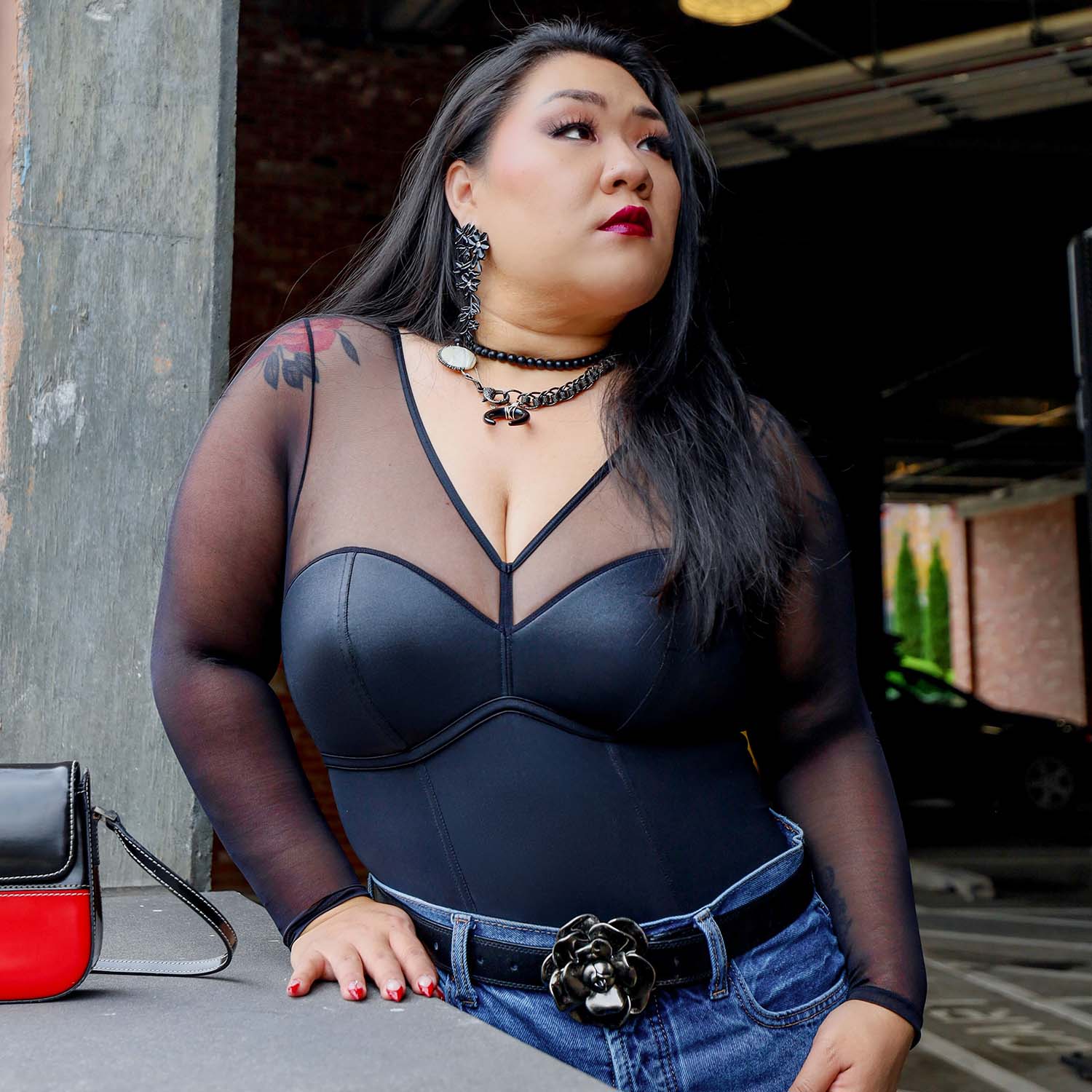 Siren Faux Leather Bodysuit - Black