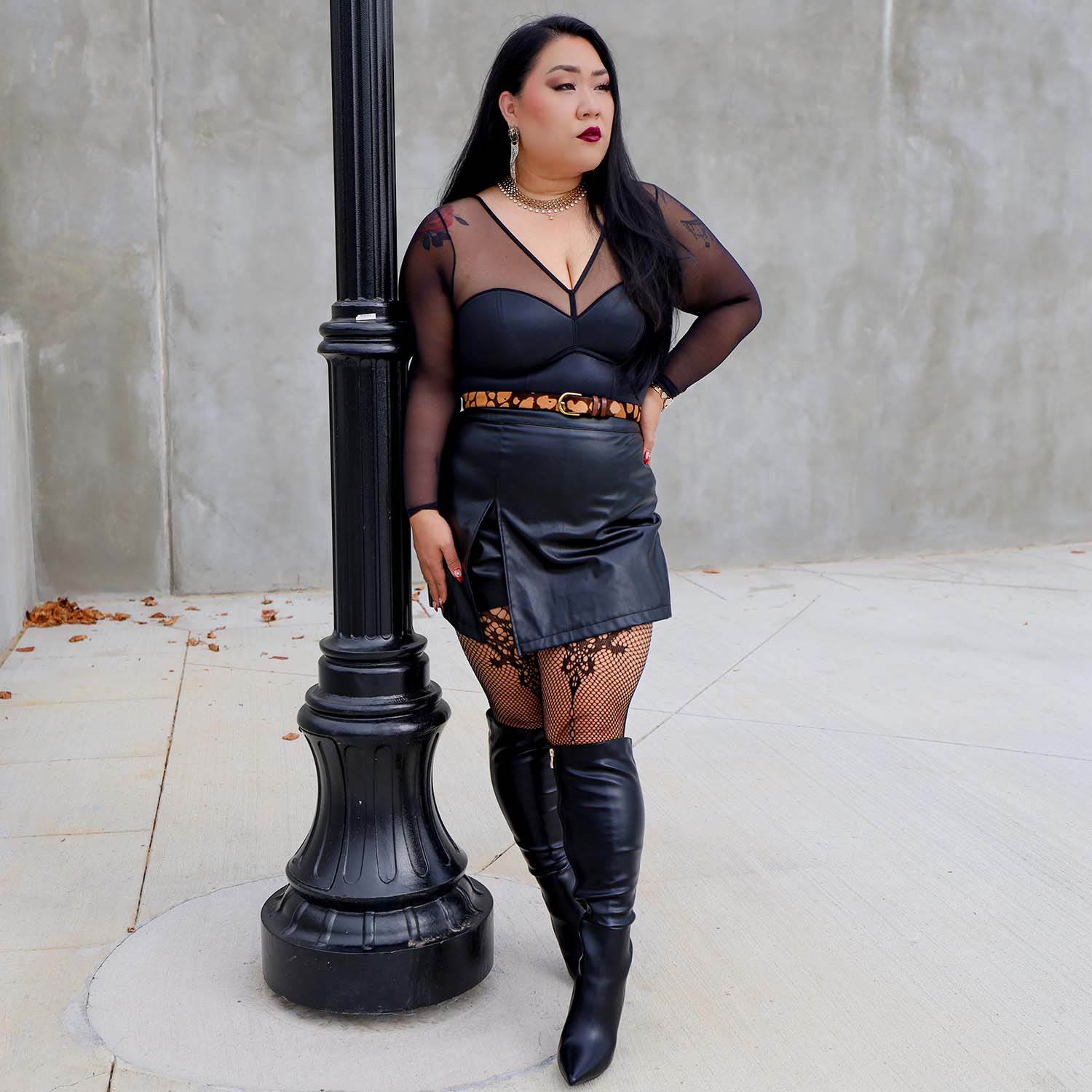 Siren Faux Leather Bodysuit - Black