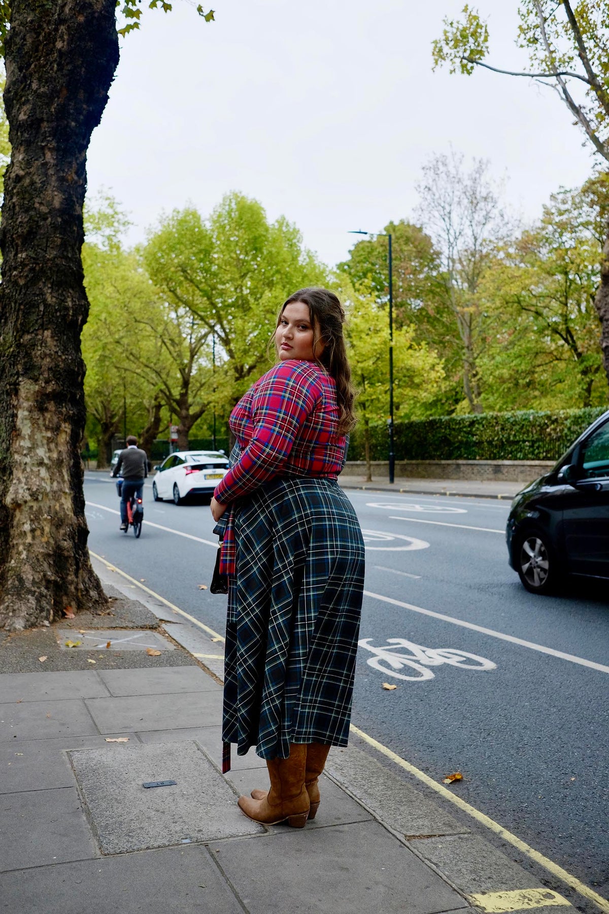 Islay Jersey Maxi A-Line Skirt - Green Plaid