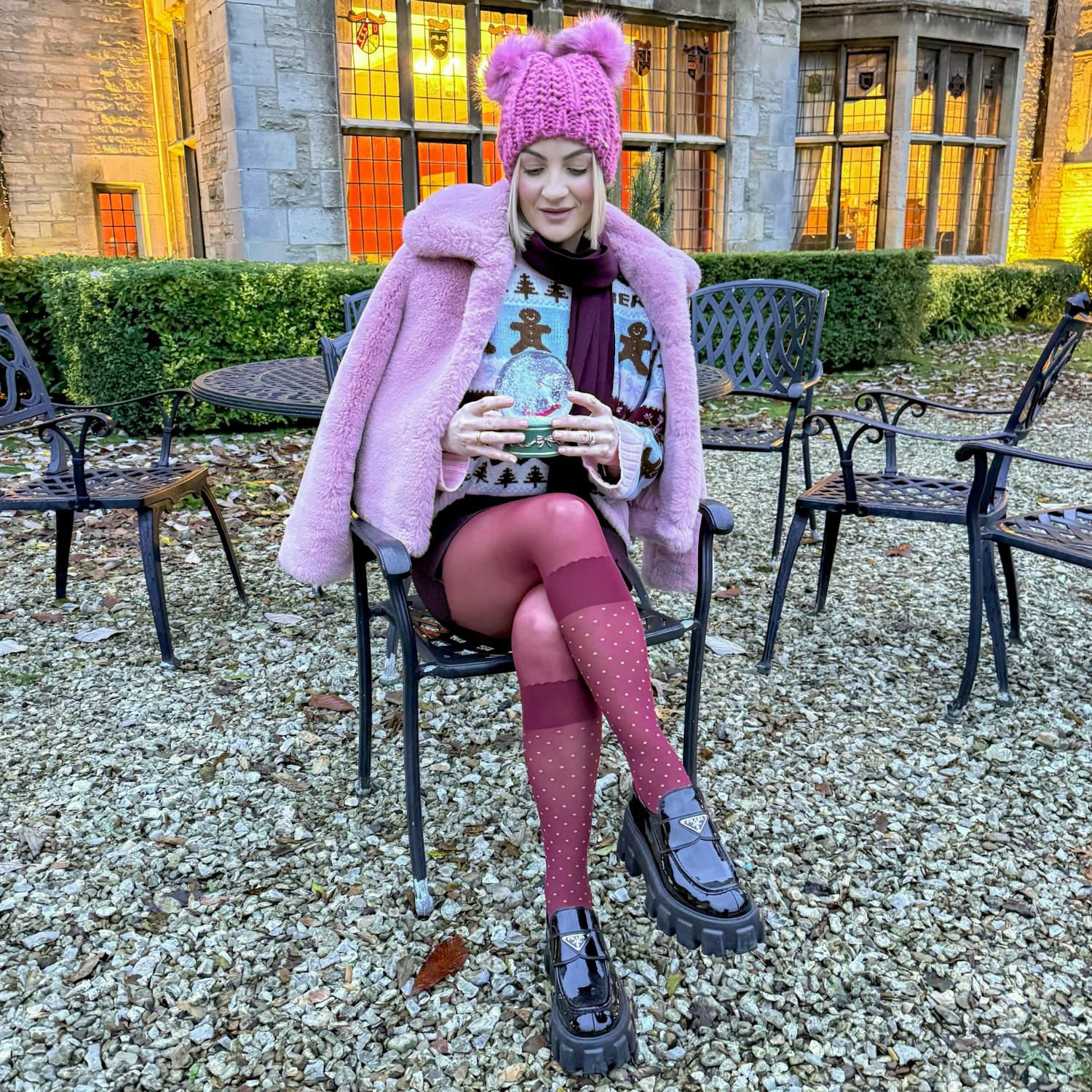 Seoul Chic Faux Sock Tights - Burgundy