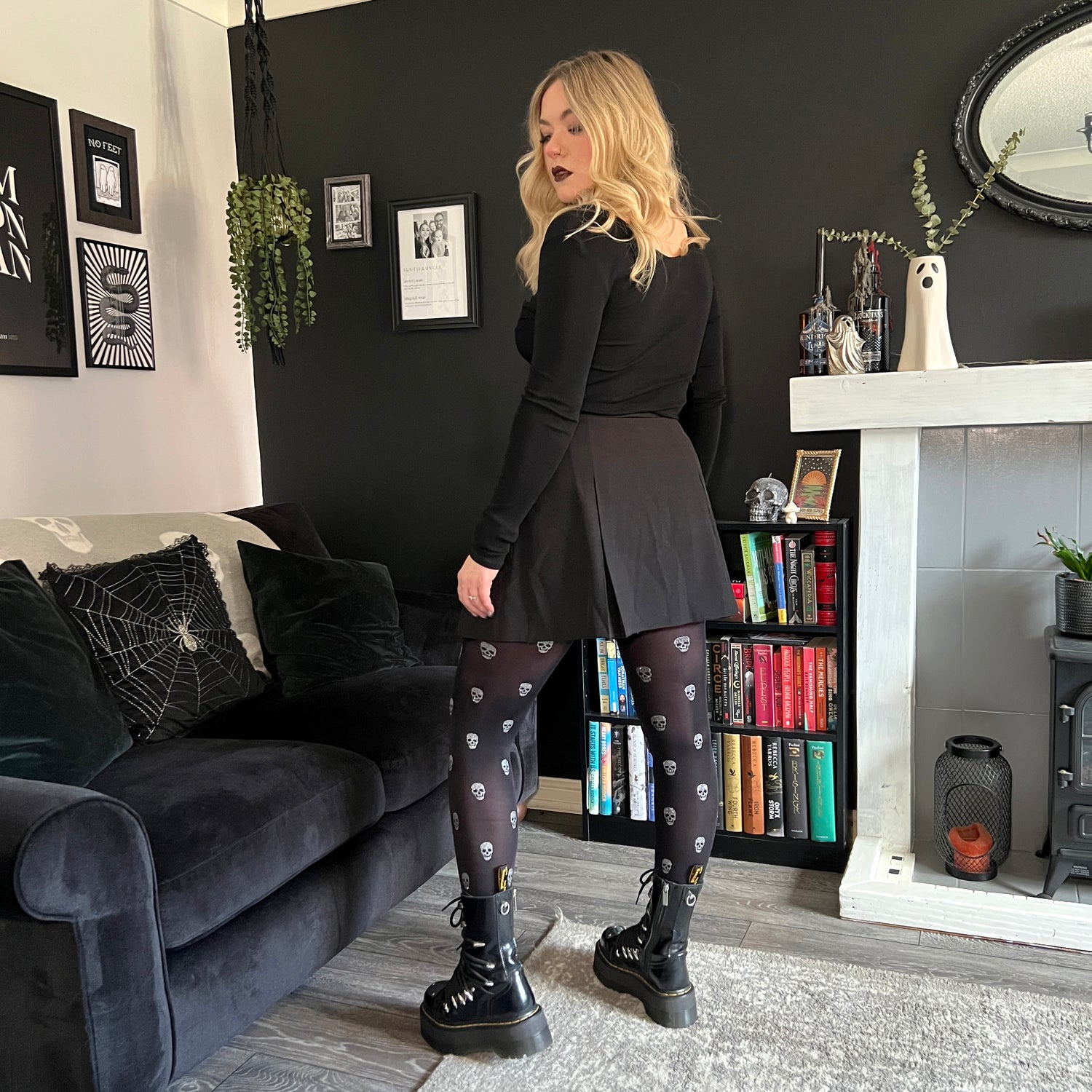 Pattern Tights - Sparkle Skulls