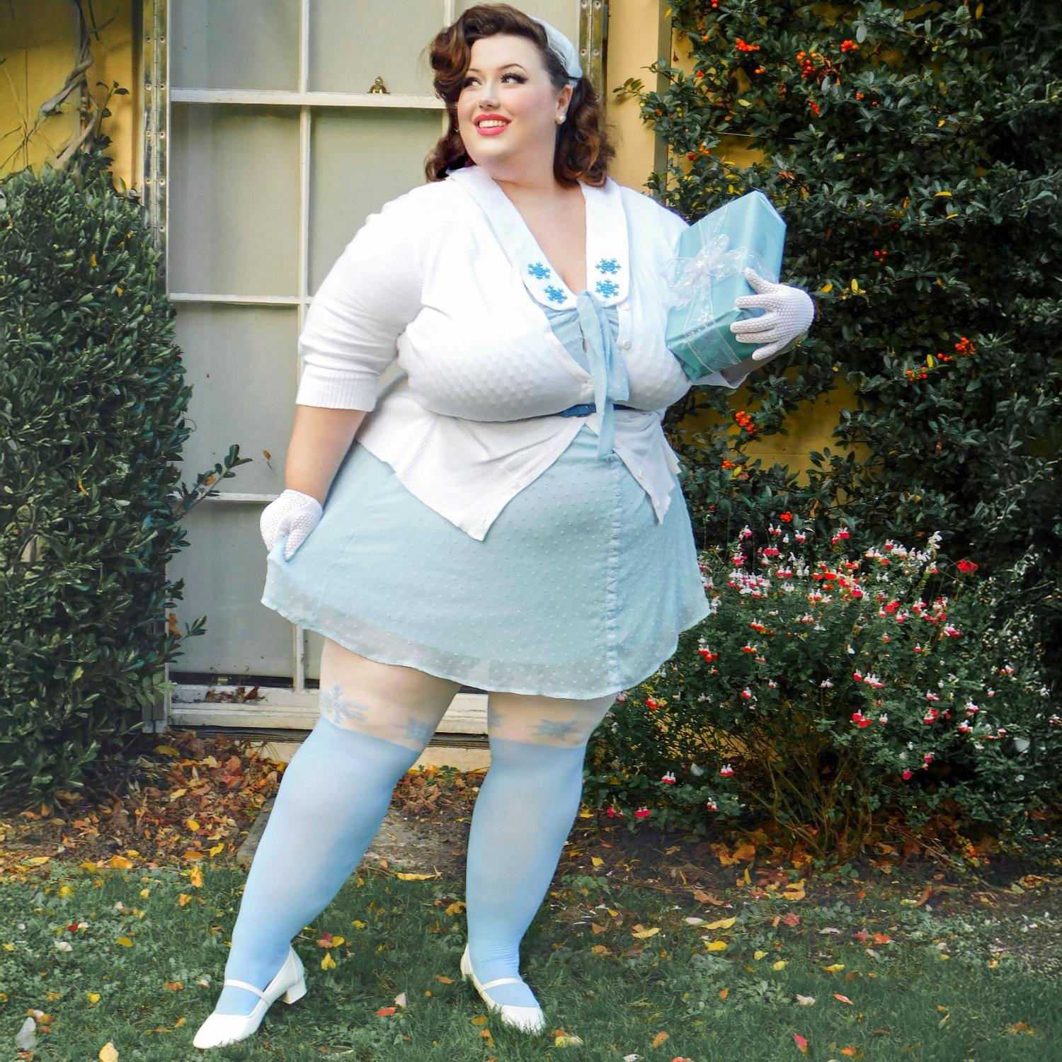 80 Denier Opaque Tights - Snowflake Garter