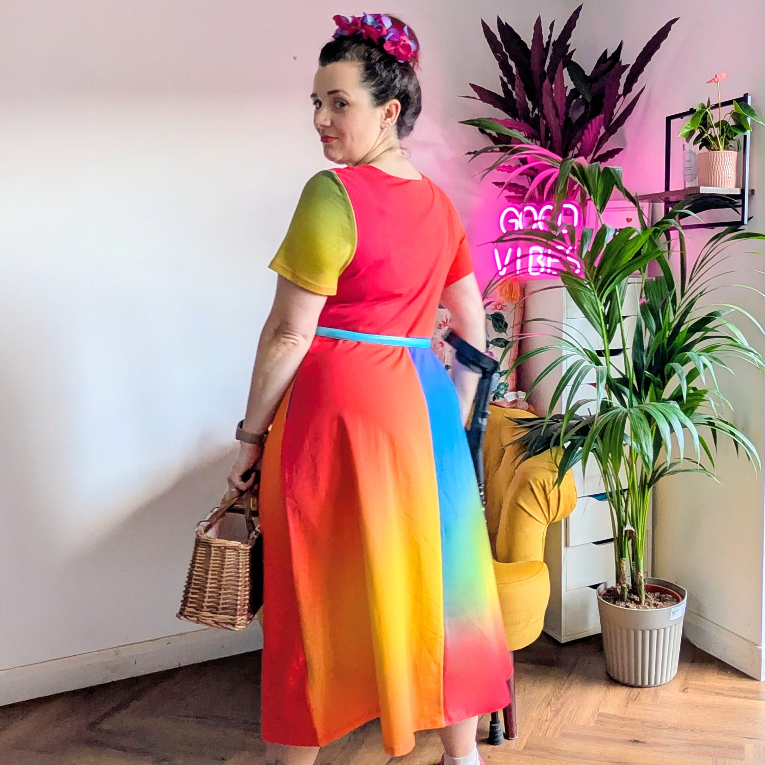 Vanessa Midi A-Line Dress - Rainbow