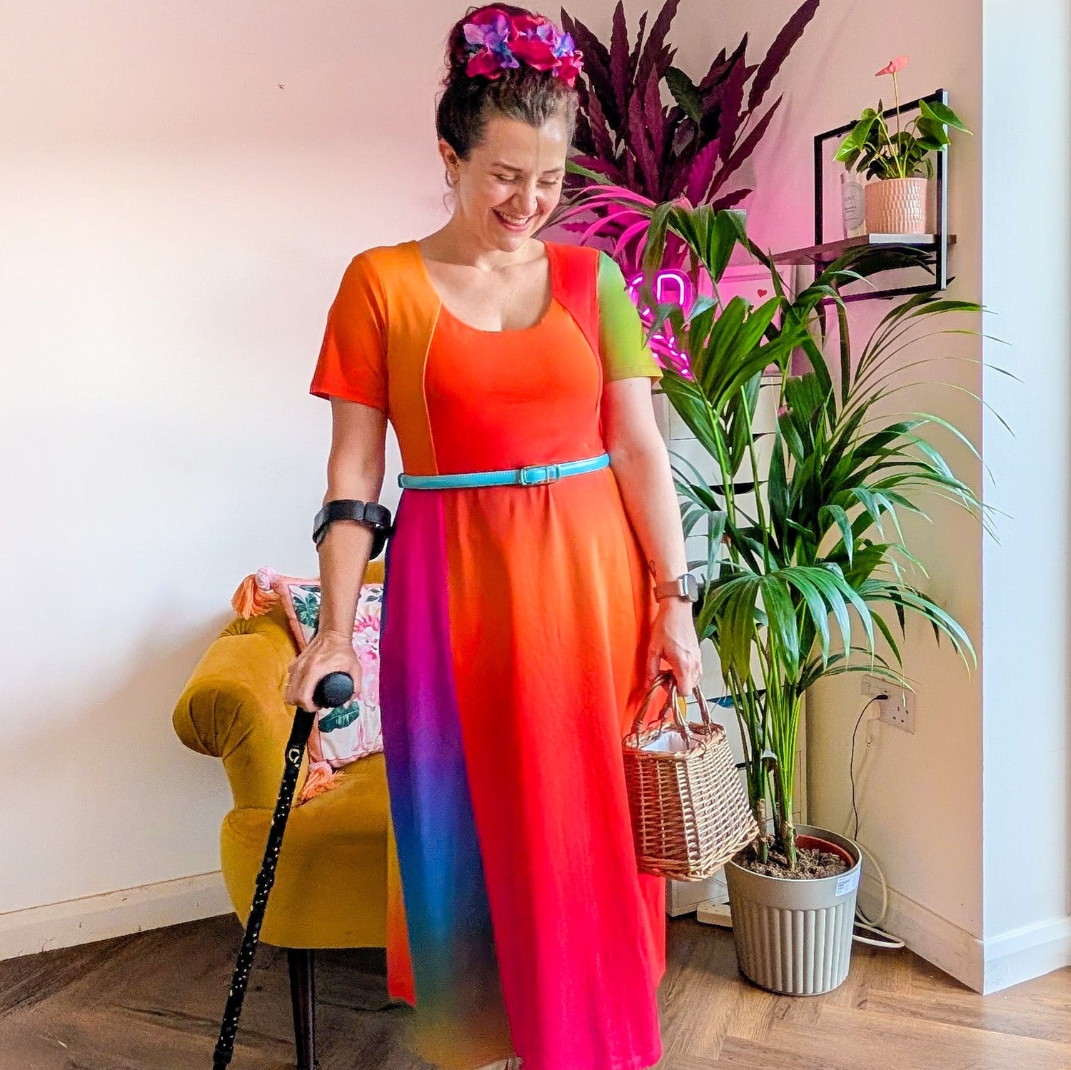 Vanessa Midi A-Line Dress - Rainbow