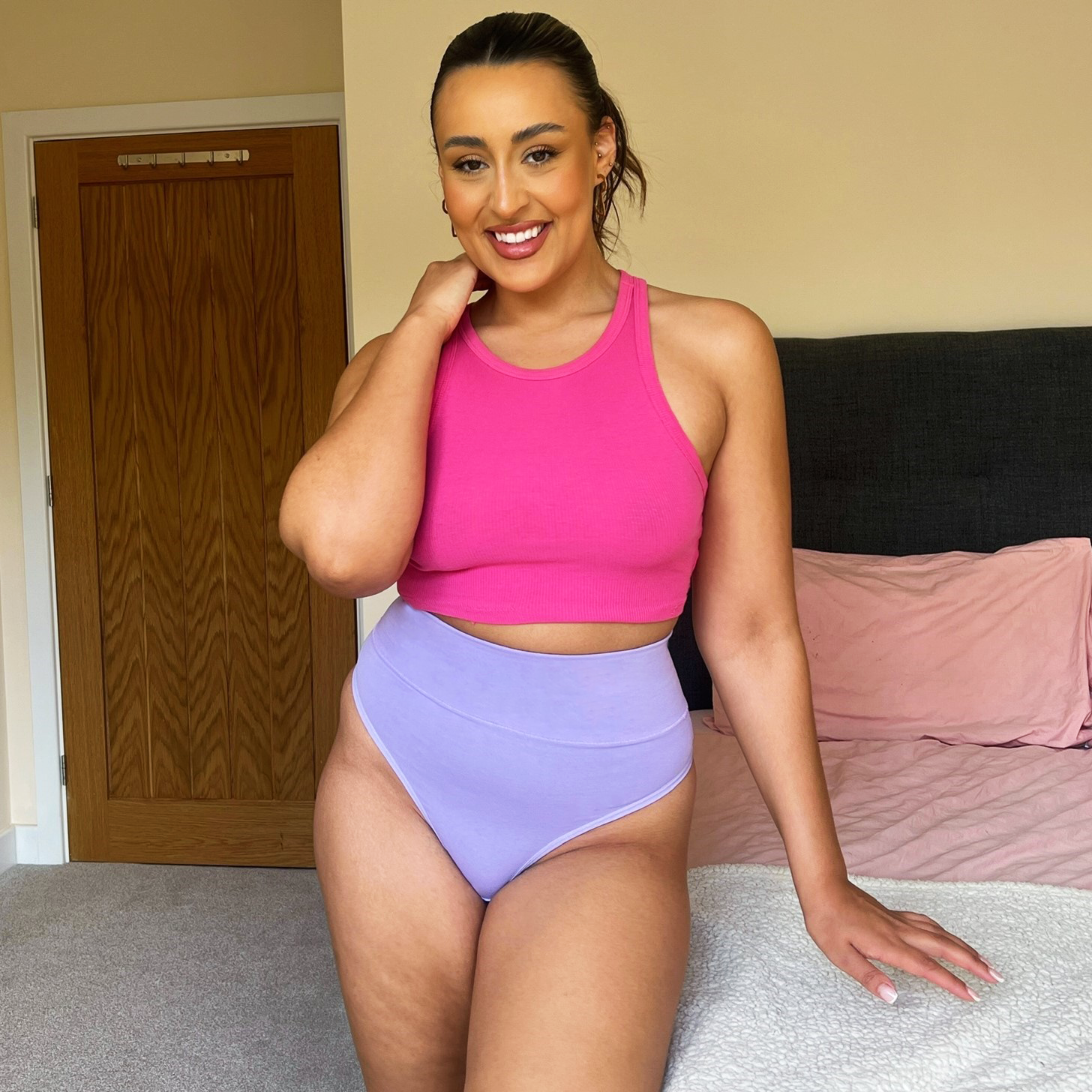 Organic Cotton Cheeky High Leg Panties - Cassis de Violet