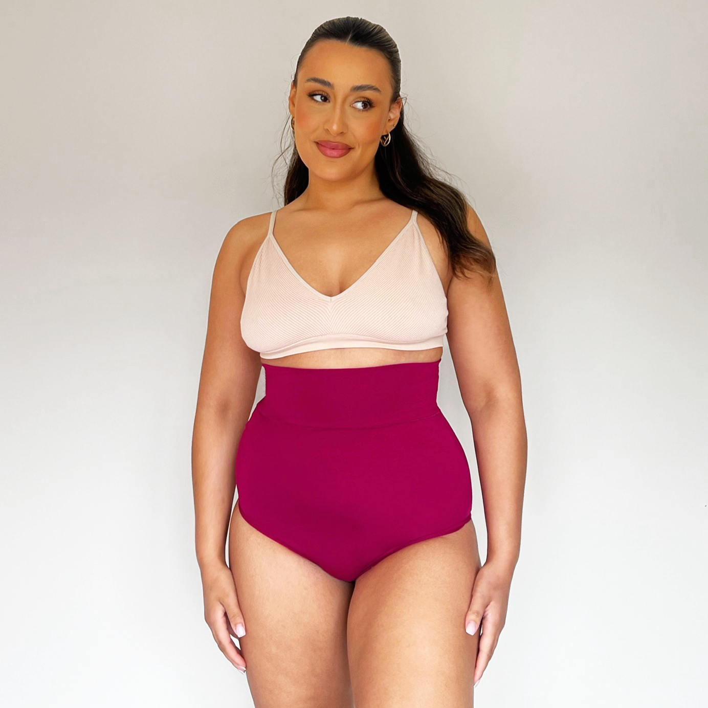Organic Cotton Super High Waist Panties - Raspberry Pie
