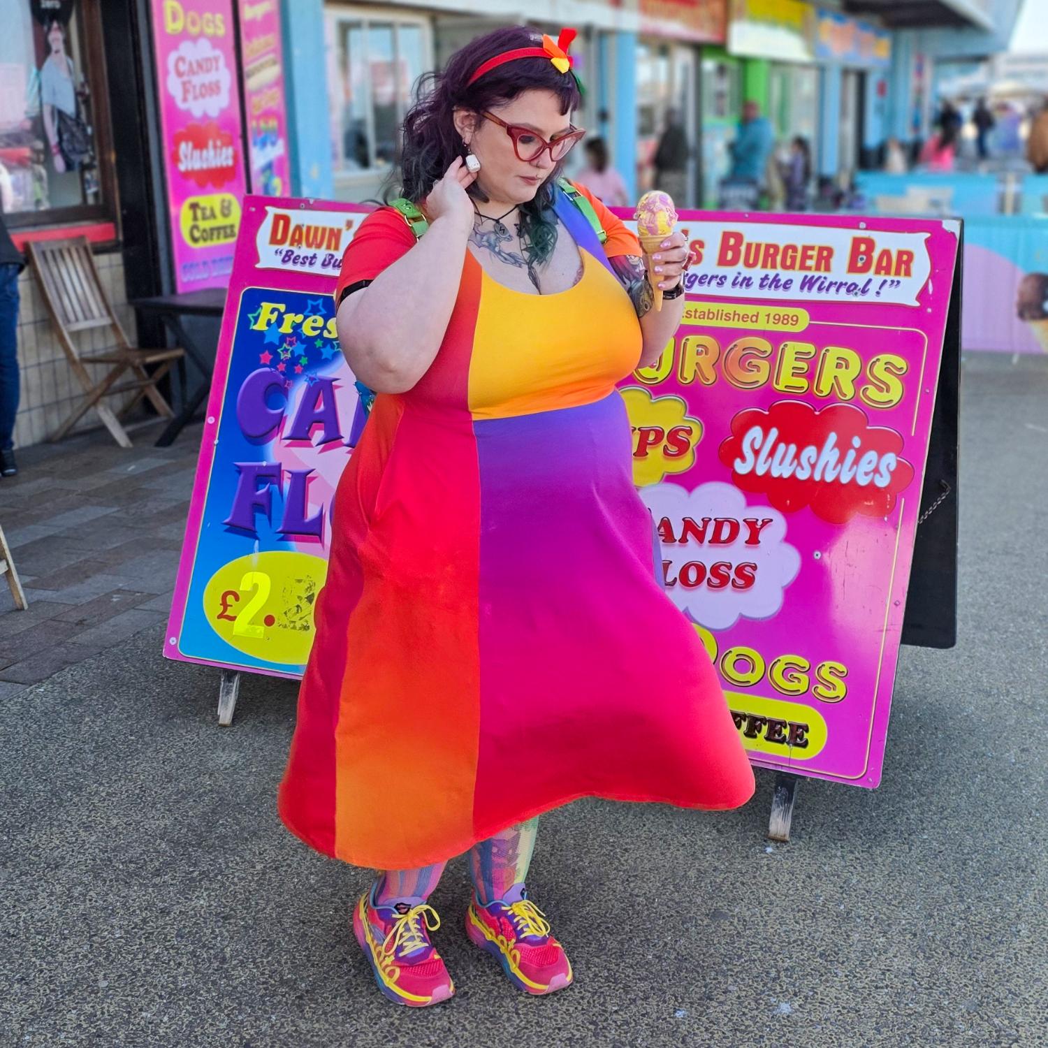 Vanessa Midi A-Line Dress - Rainbow