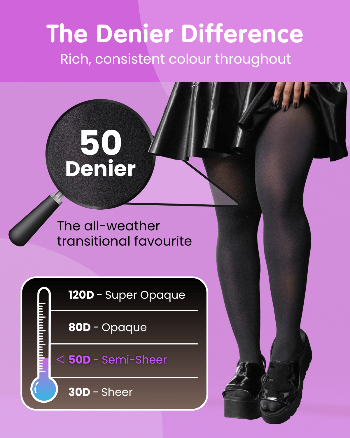Semi-Opaque 50 Den Tights - Hot Chocolate