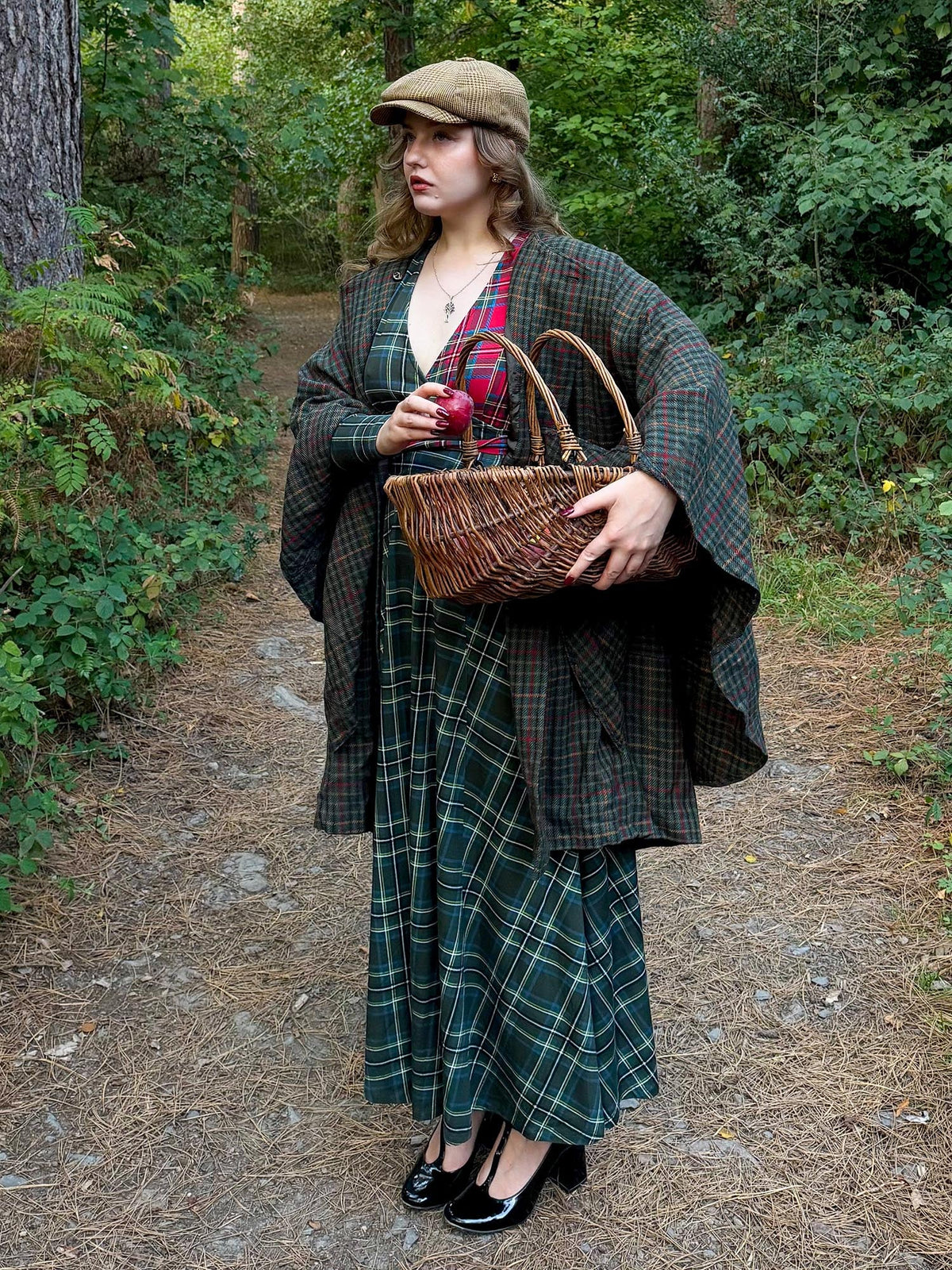 Islay Jersey Maxi A-Line Skirt - Green Plaid
