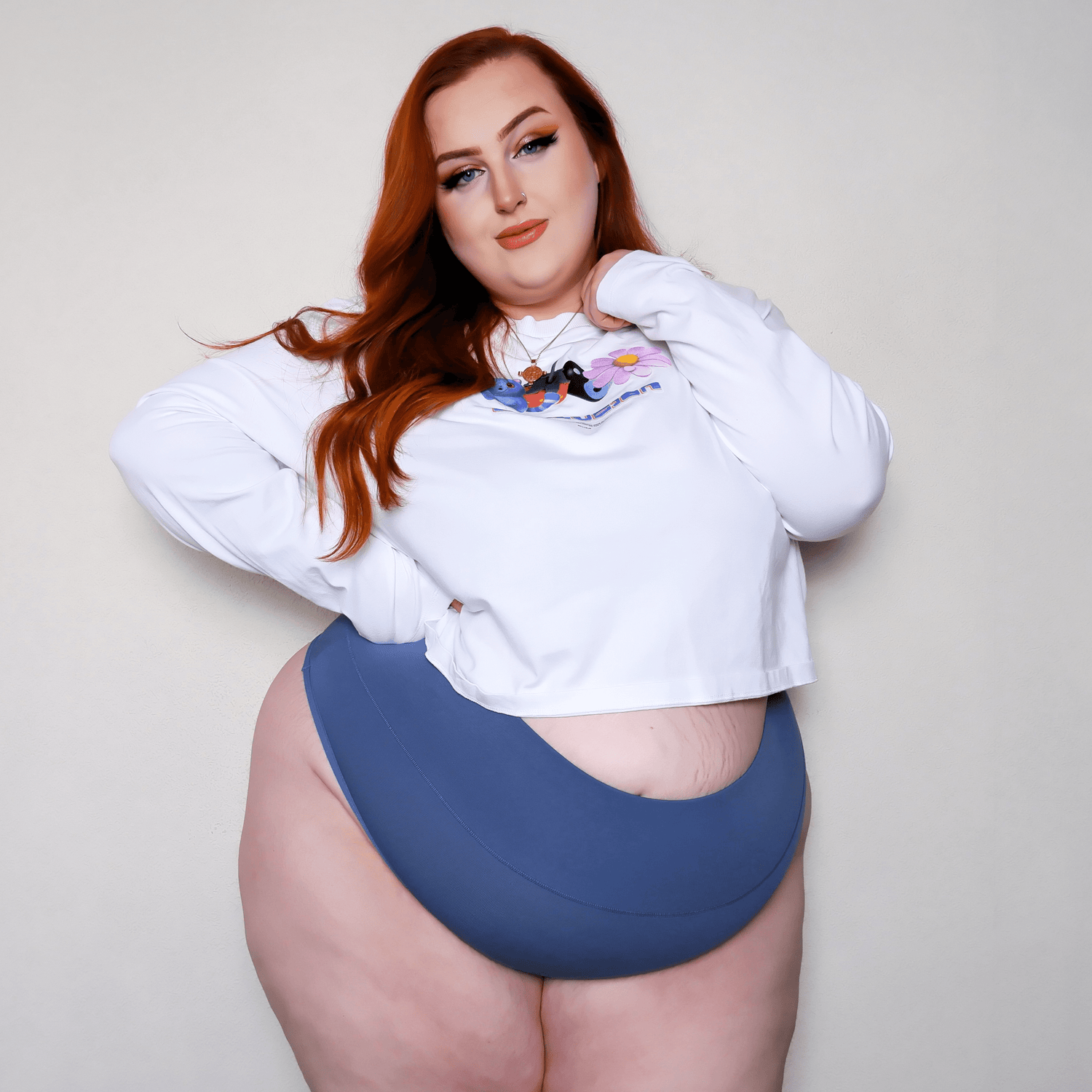 Organic Cotton Cheeky High Leg Panties - Denim