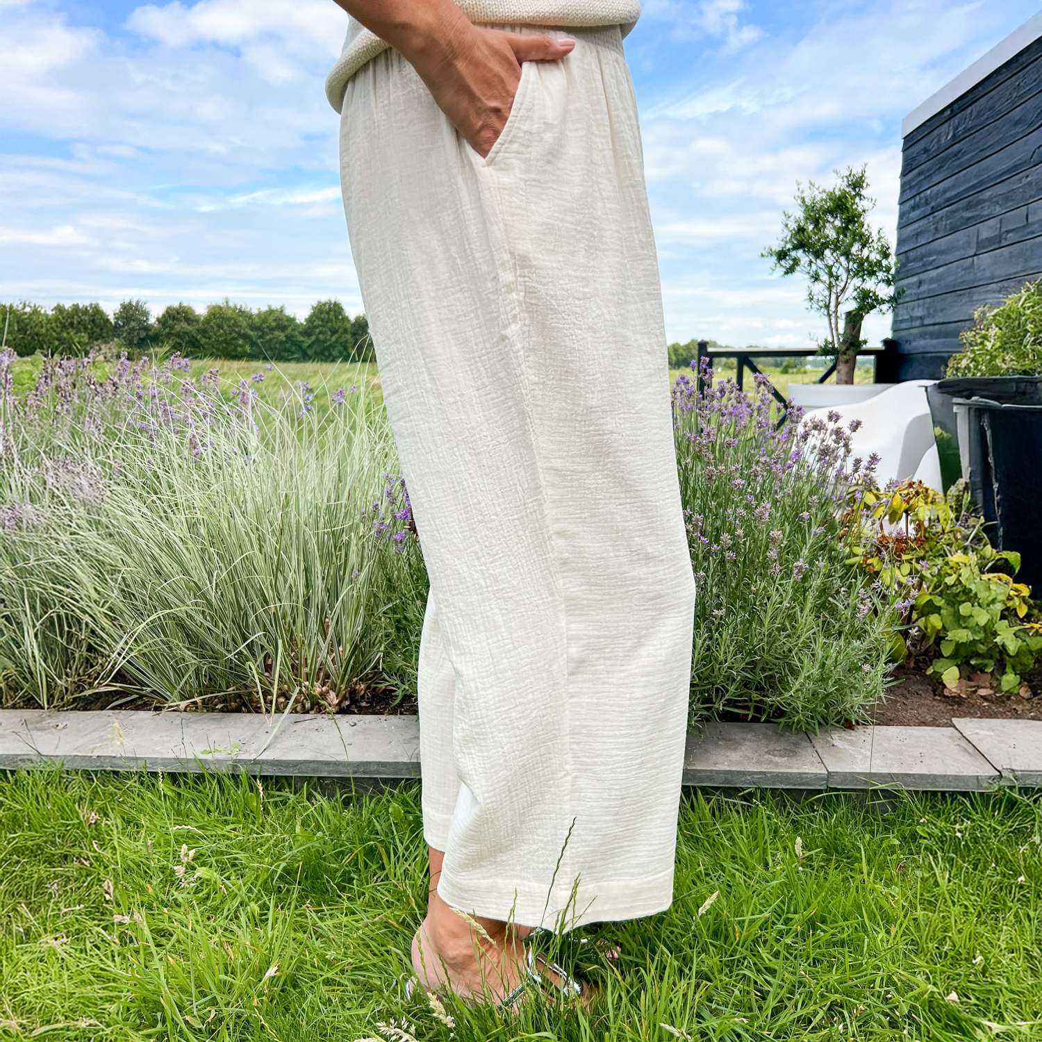 Noor Cotton Gauze Wide-Leg Trousers - Cream
