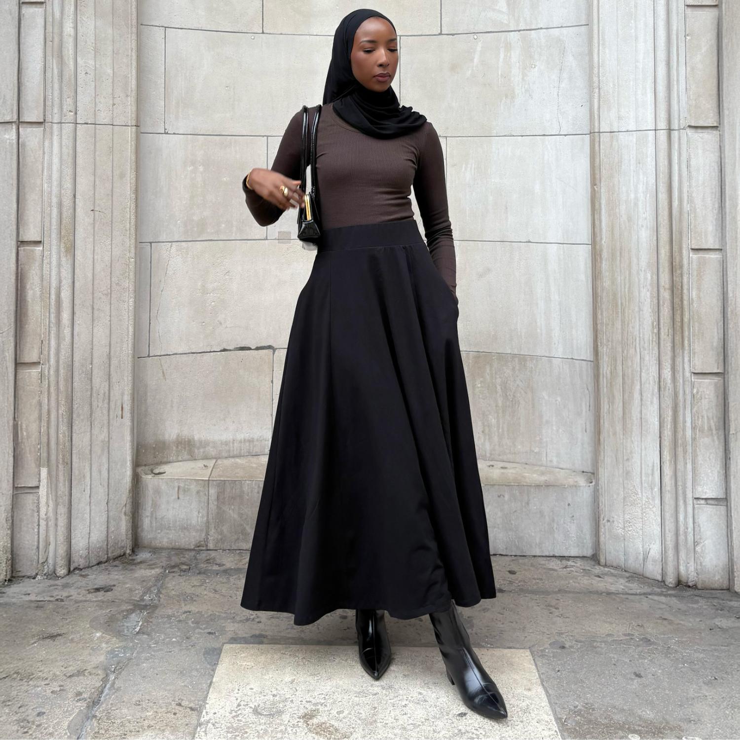 Black Jersey Maxi Skirt | Loose Fit Full Length | Snag – Snag Canada