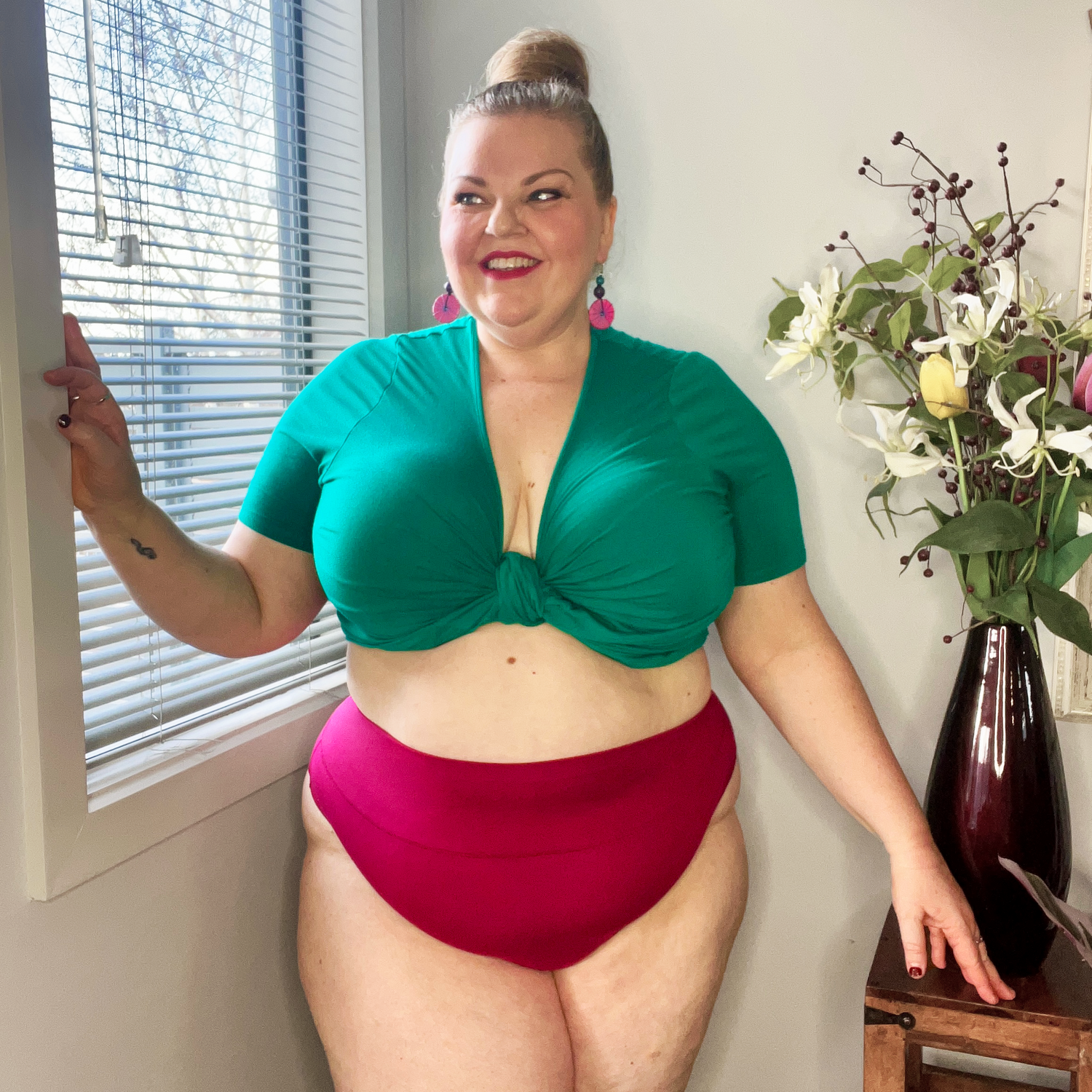 Organic Cotton Cheeky High Leg Panties - Raspberry Pie