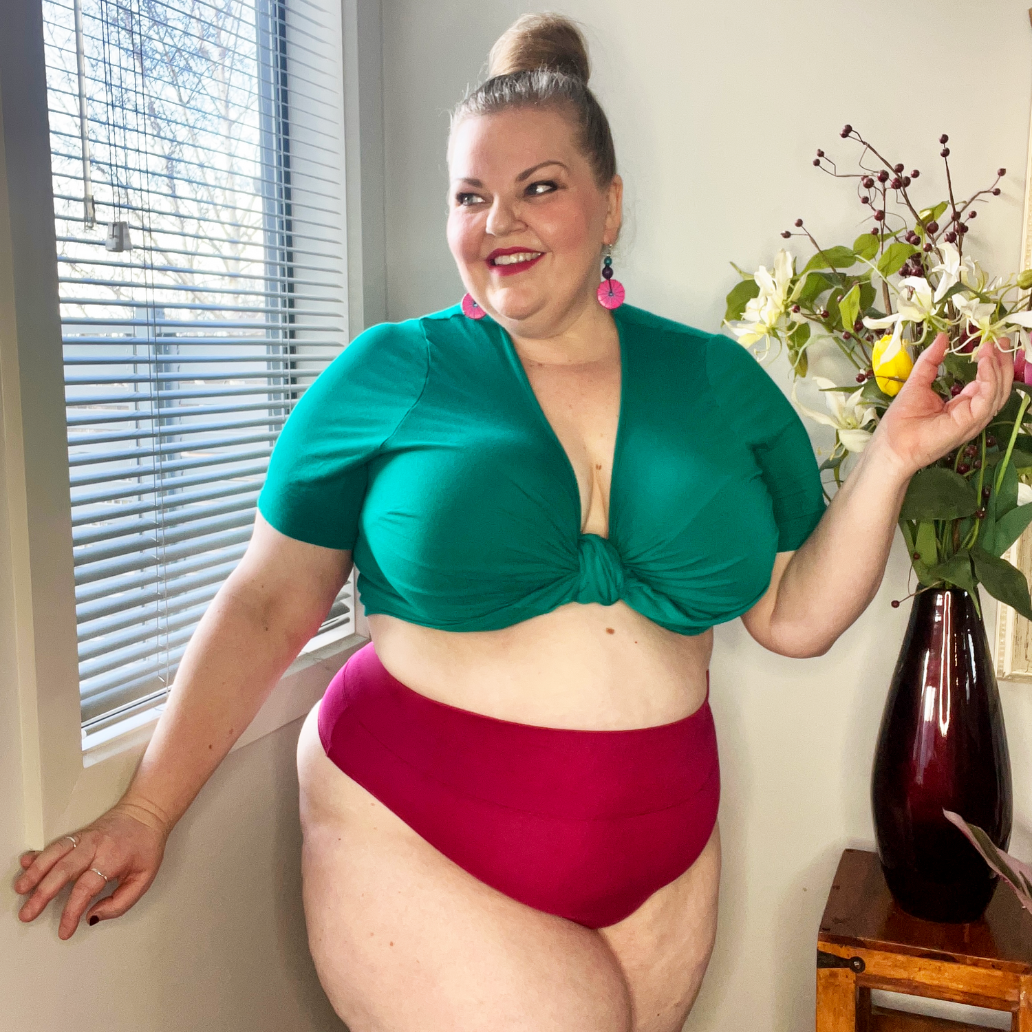 Organic Cotton Cheeky High Leg Panties - Raspberry Pie