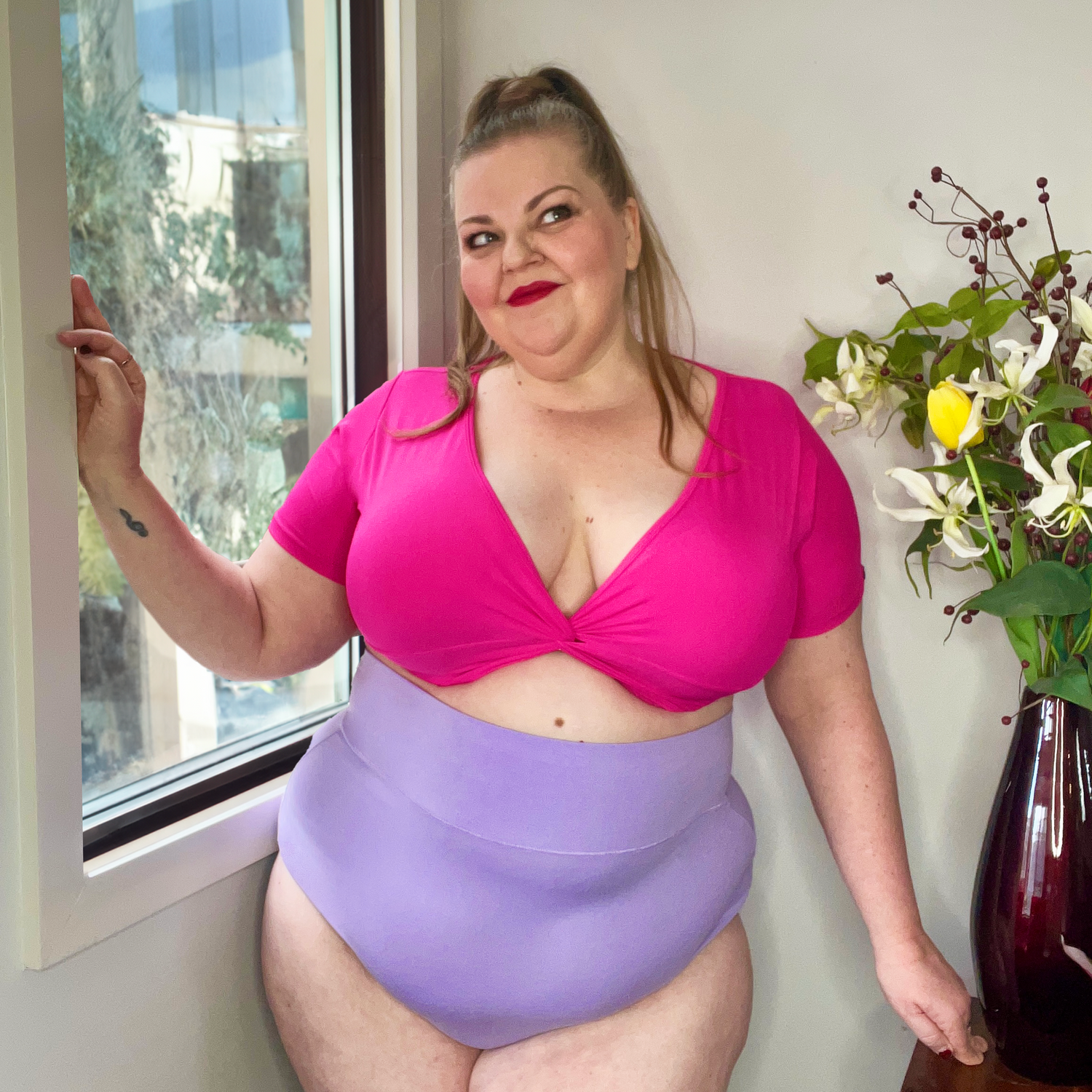 Organic Cotton Super High Waist Panties - Cassis de Violet