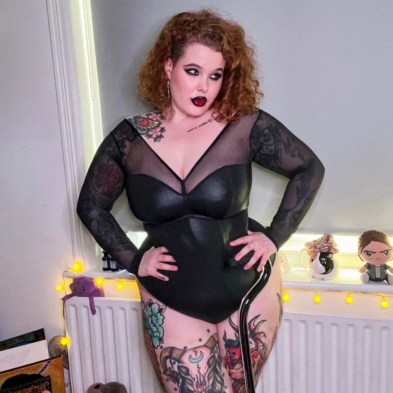 Siren Faux Leather Bodysuit - Black