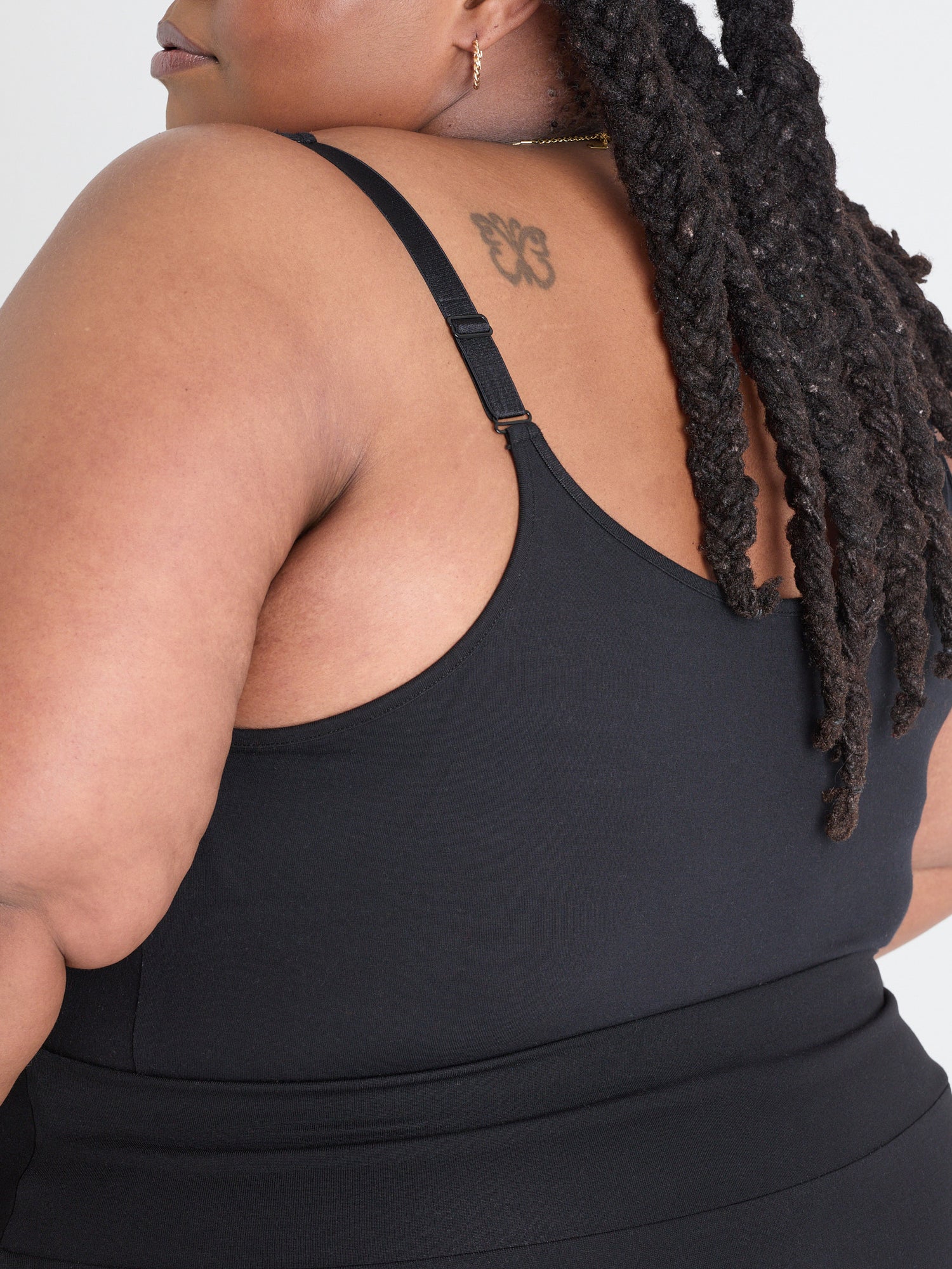 Strappy Cotton Bodysuit - Black