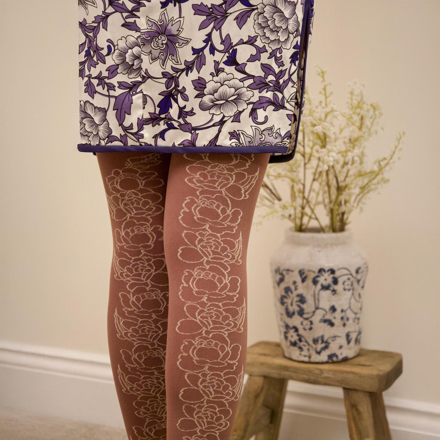 80 Denier Opaque Tights - Peonies