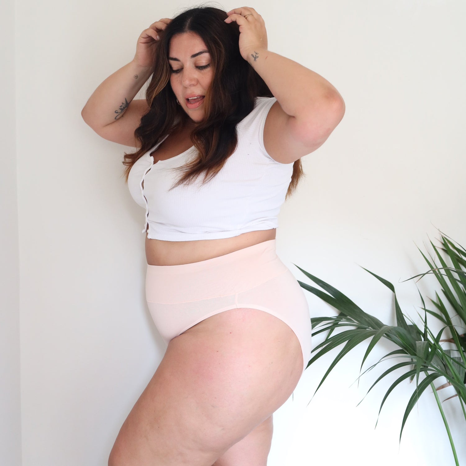 Organic Cotton Super High Leg Panties - Ballet Pink