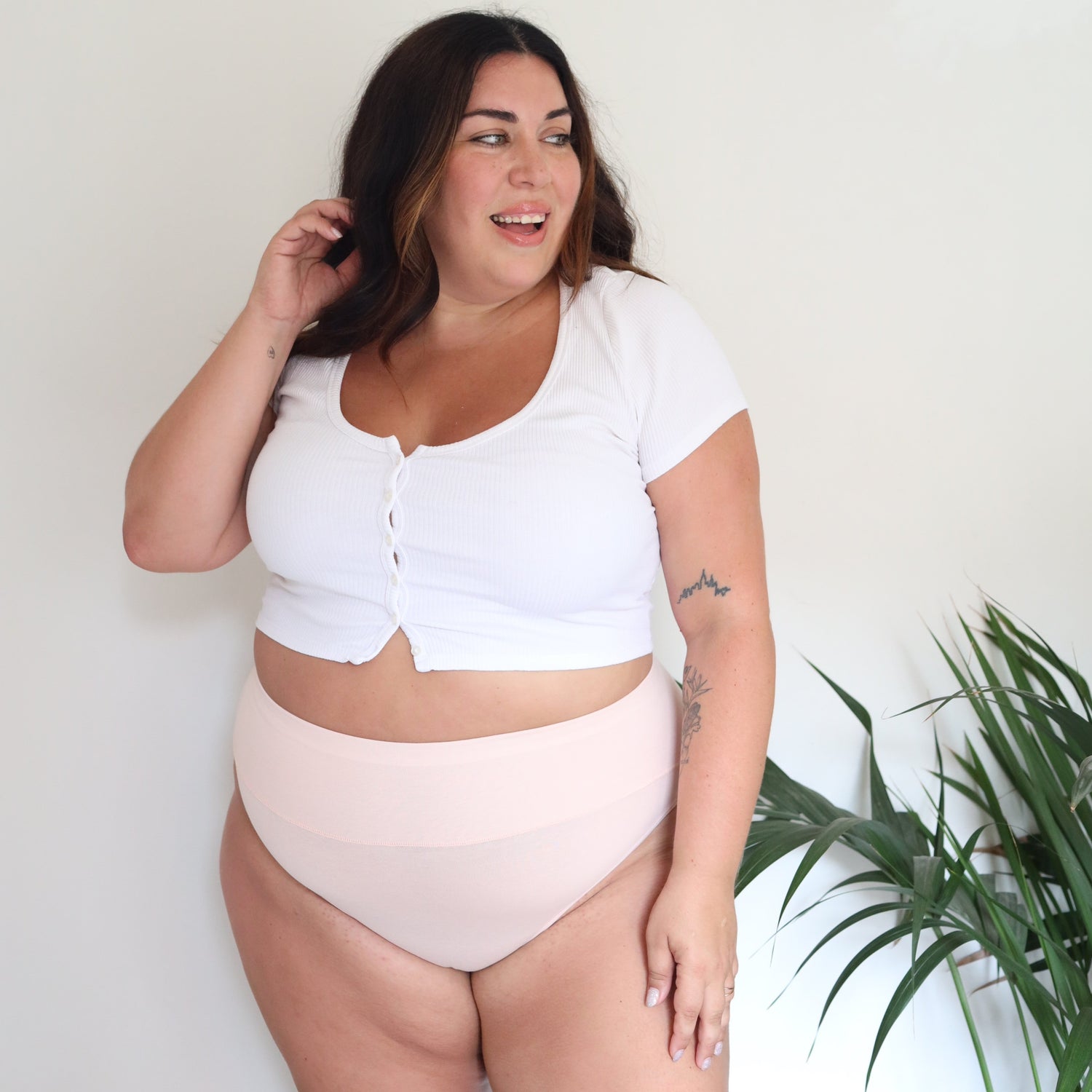 Organic Cotton Super High Leg Panties - Ballet Pink