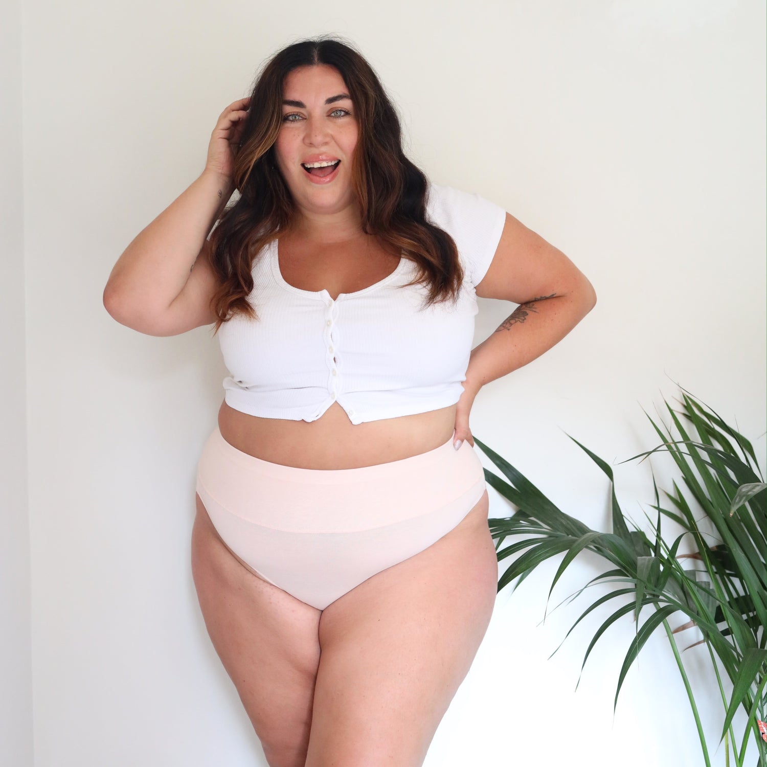 Organic Cotton Super High Leg Panties - Ballet Pink