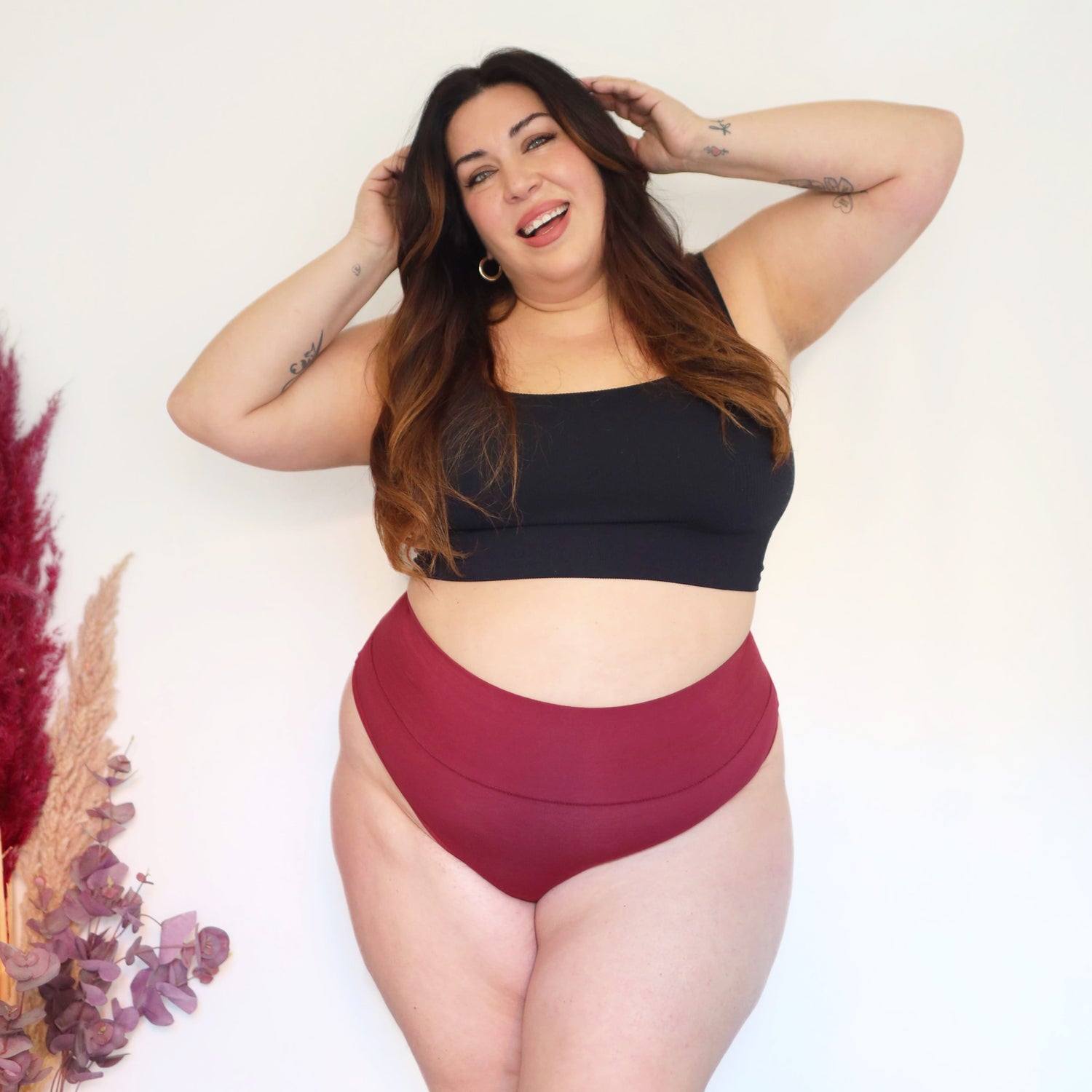 Organic Cotton Cheeky High Leg Panties - Blood Red