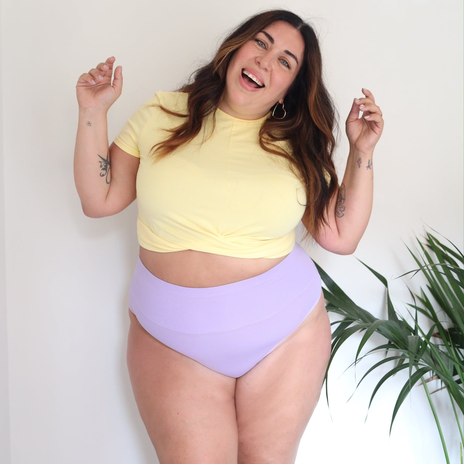 Organic Cotton Cheeky High Leg Panties - Cassis de Violet