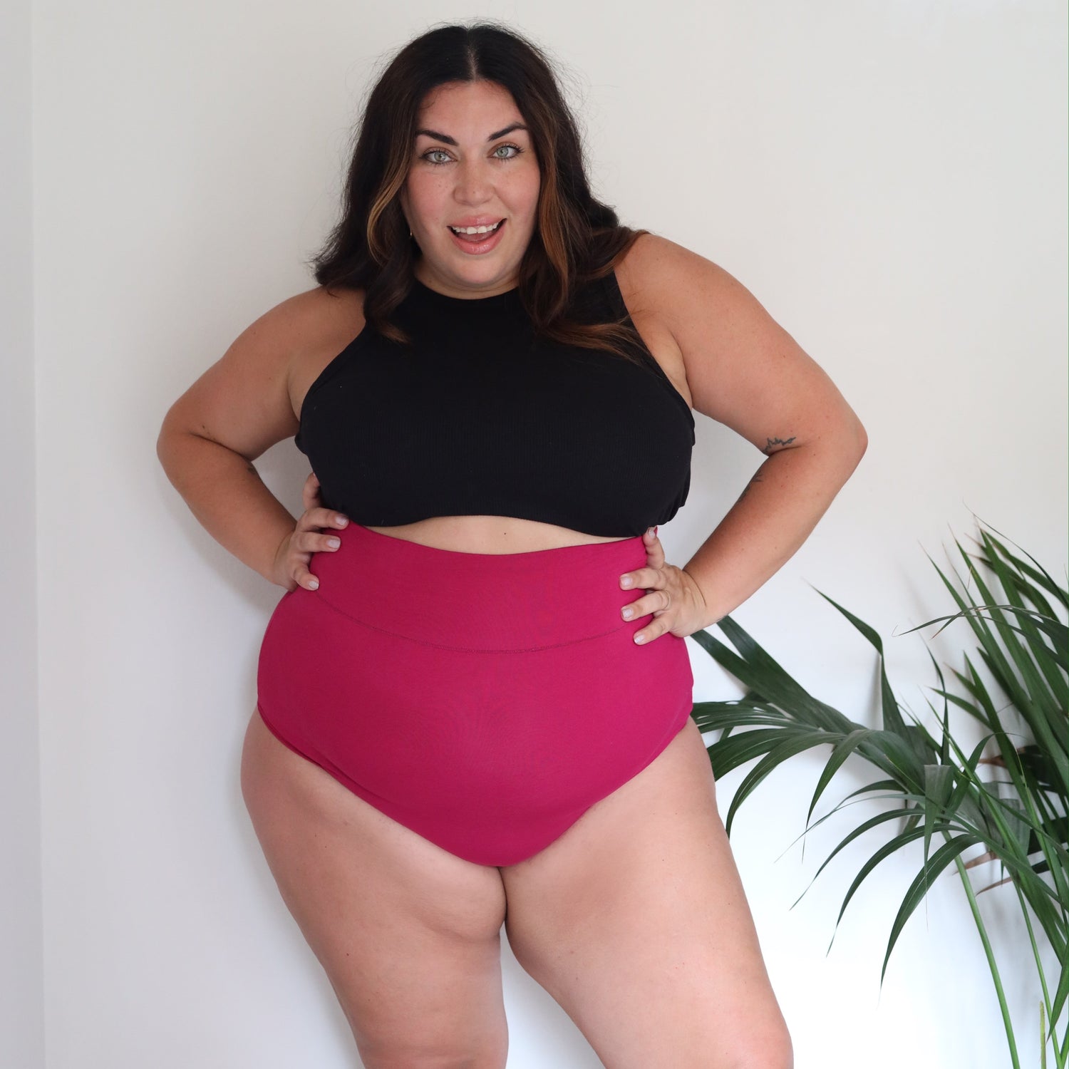 Organic Cotton Super High Waist Panties - Raspberry Pie