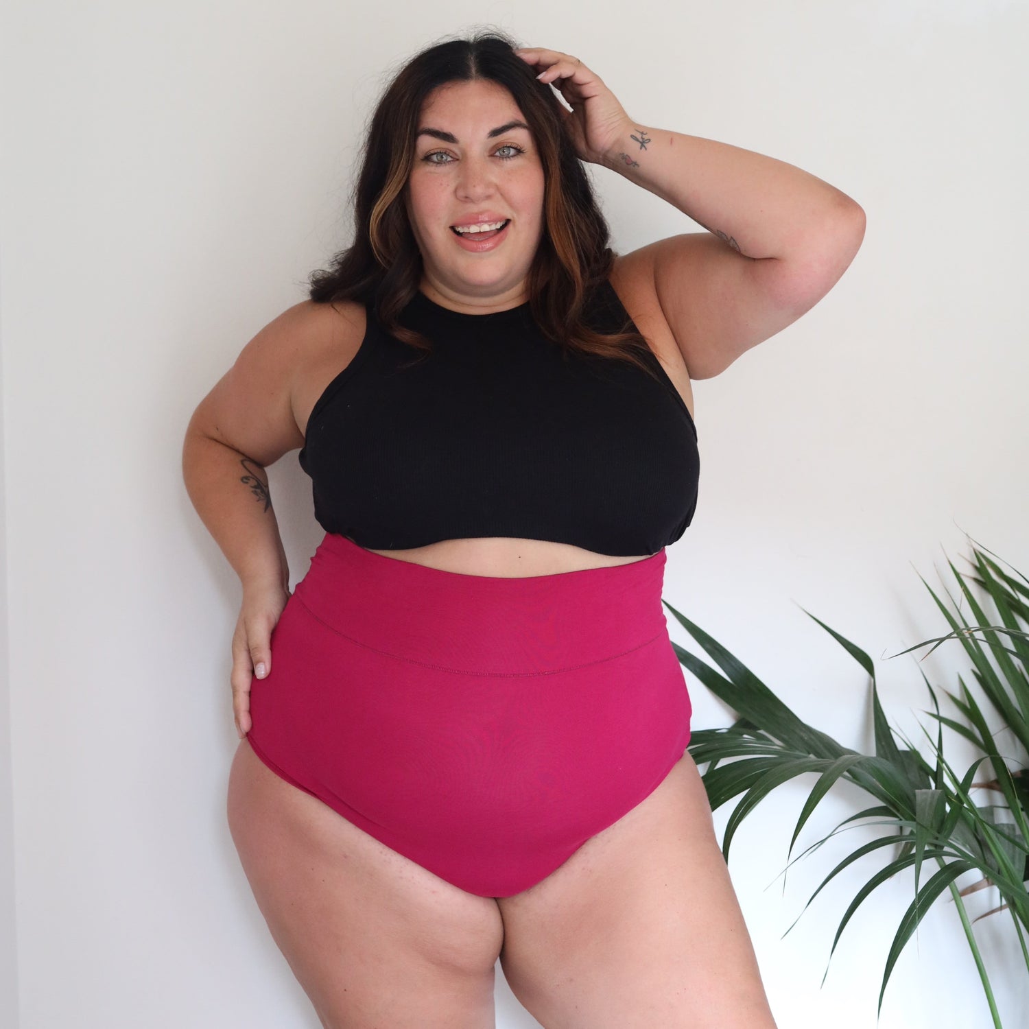 Organic Cotton Super High Waist Panties - Raspberry Pie