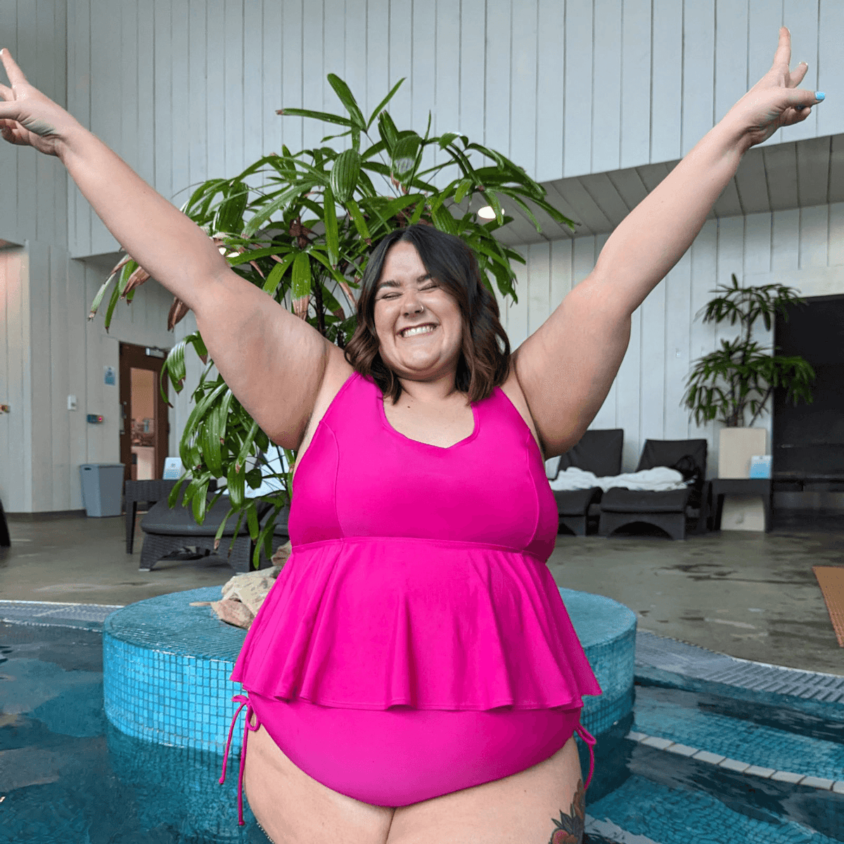 Pink bathing 2025 suit top