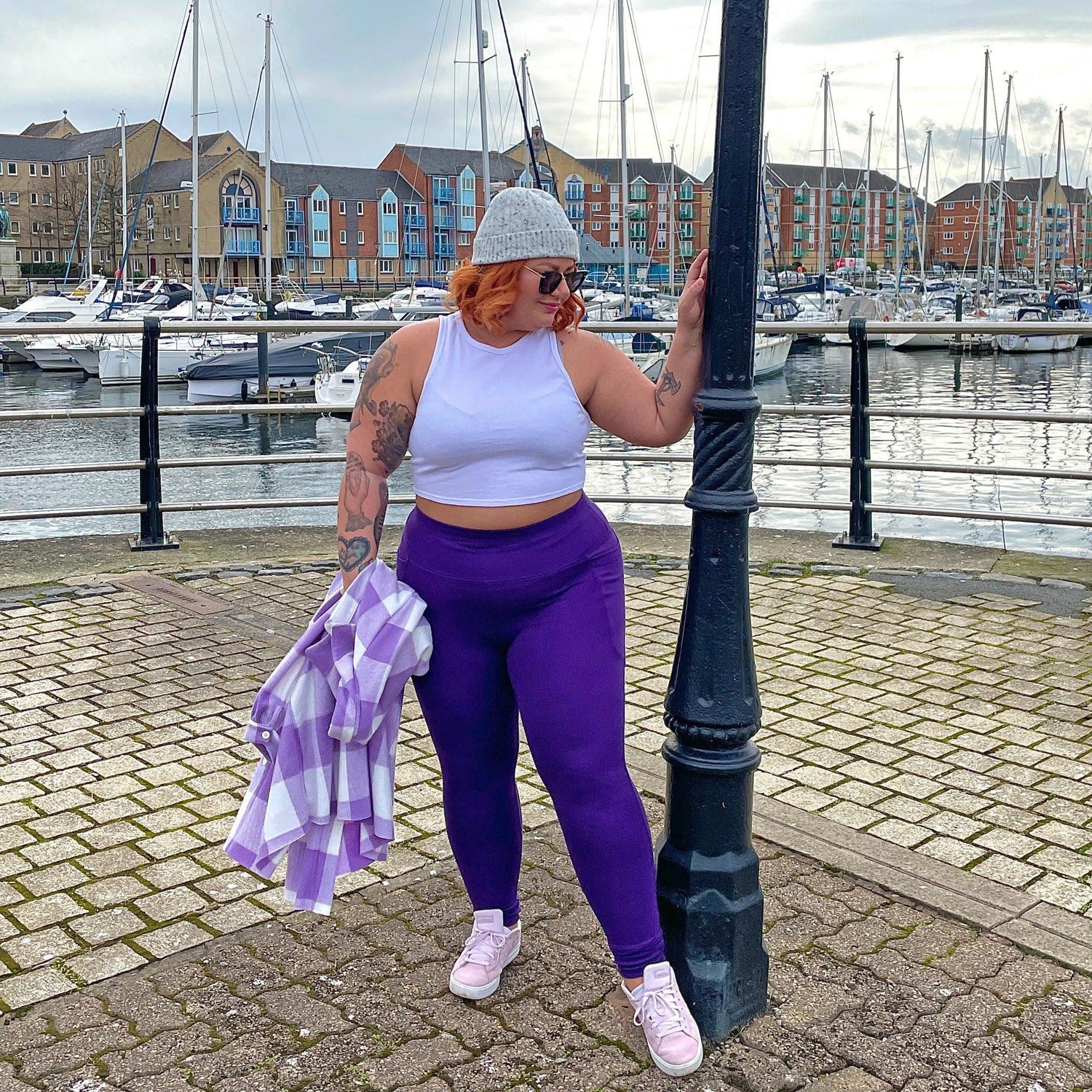 Squat Proof Long Leggings - Suffragette Purple - Snag Canada