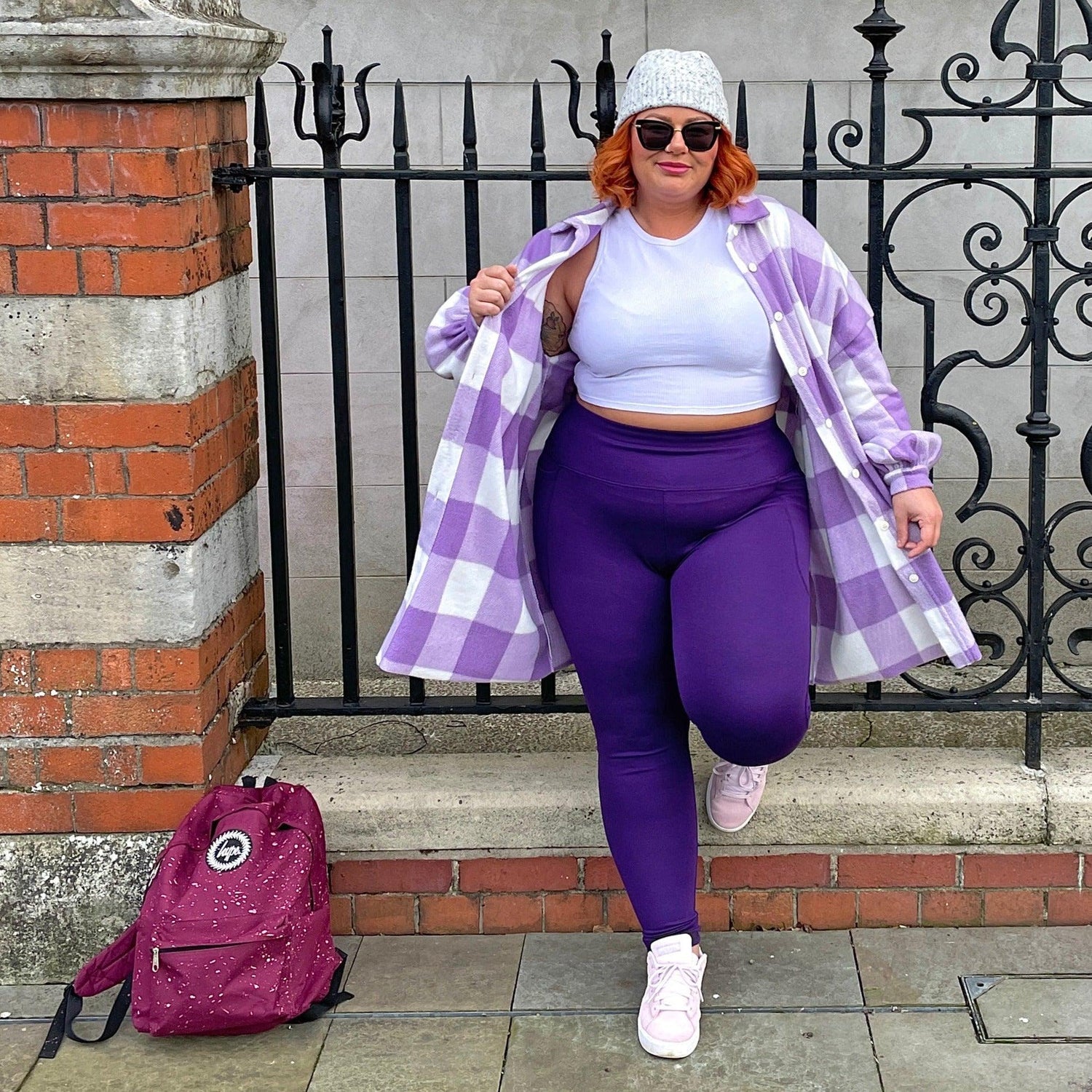 Squat Proof Long Leggings - Suffragette Purple - Snag Canada