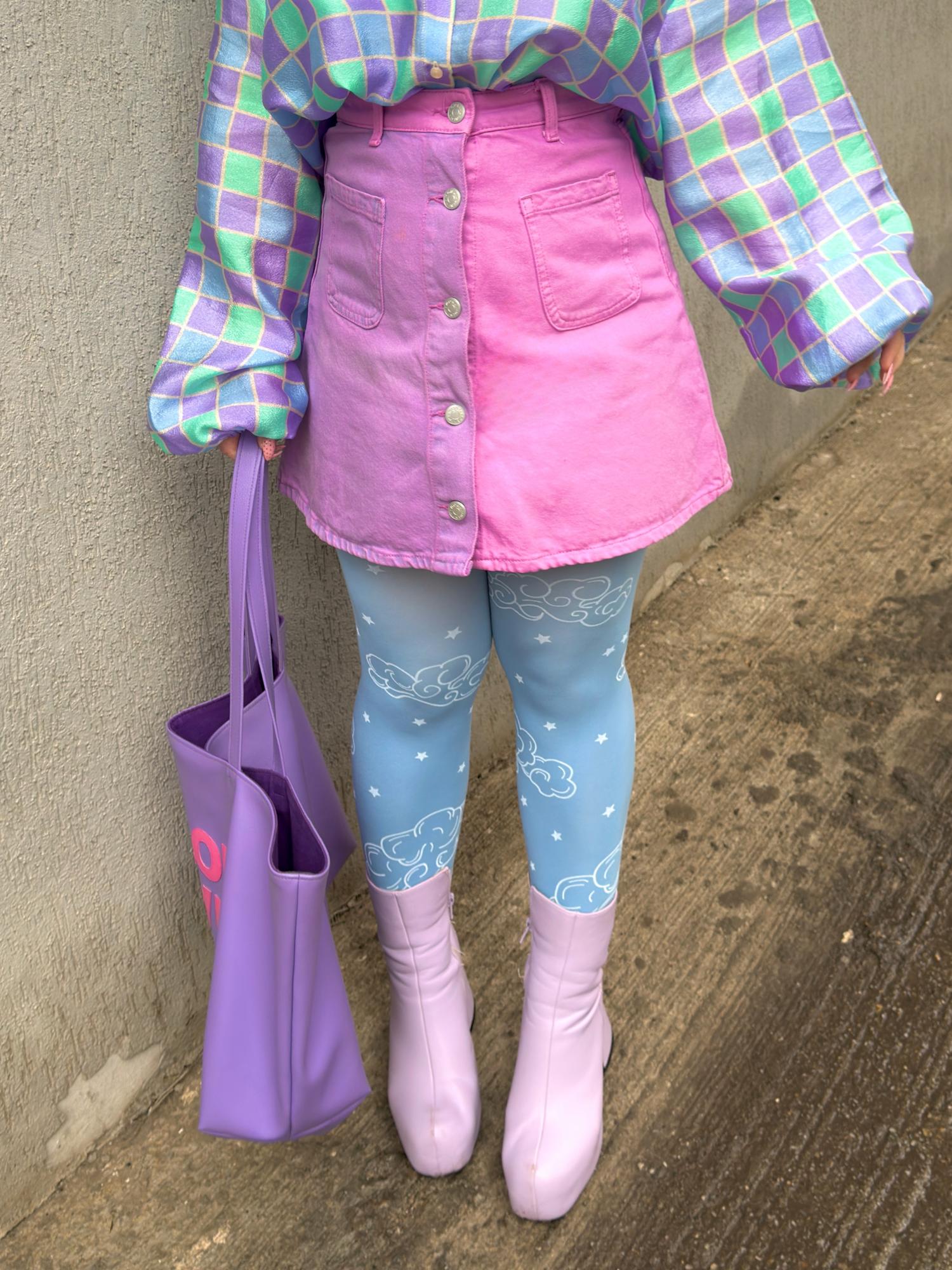 80 Denier Opaque Tights - Woodcut Clouds