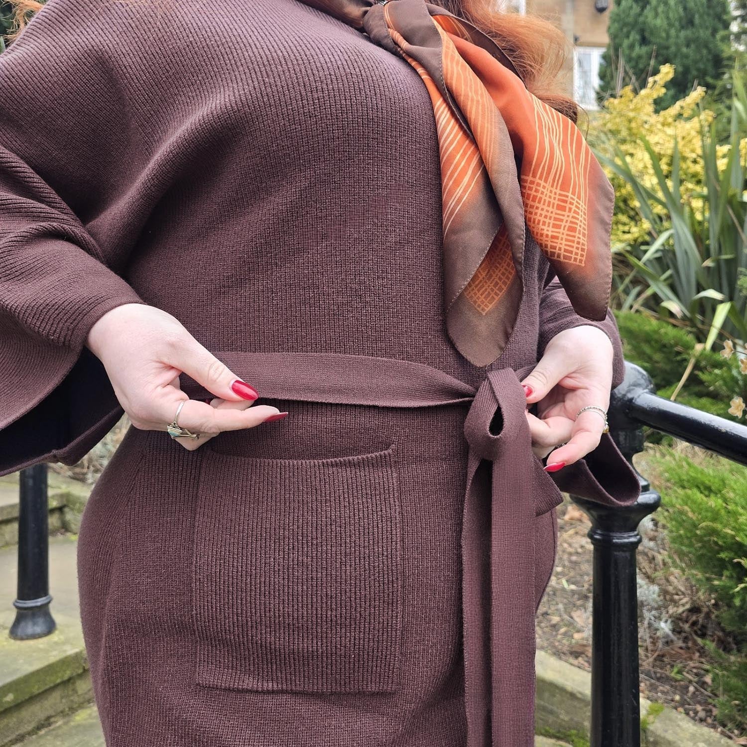 Midi Knitted Cocoon Dress - Hot Chocolate - Tights & Clothes In