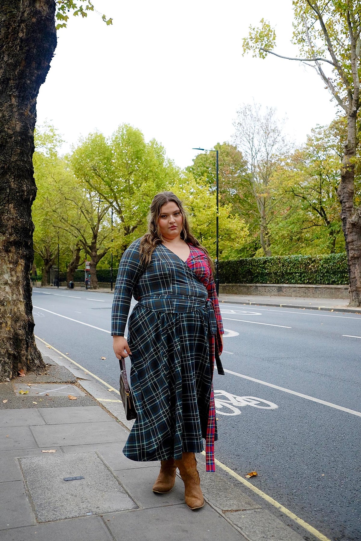 Islay Jersey Maxi A-Line Skirt - Green Plaid