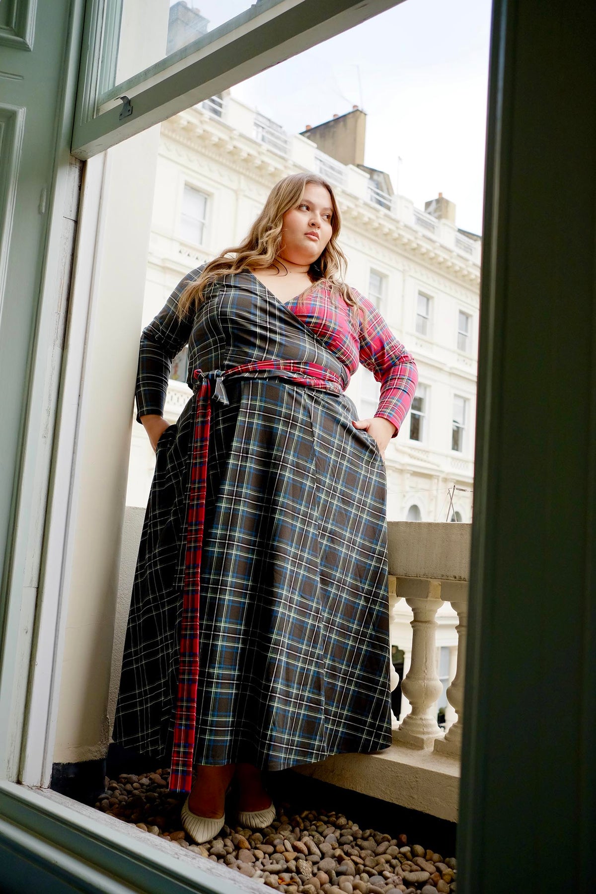 Islay Jersey Maxi A-Line Skirt - Green Plaid
