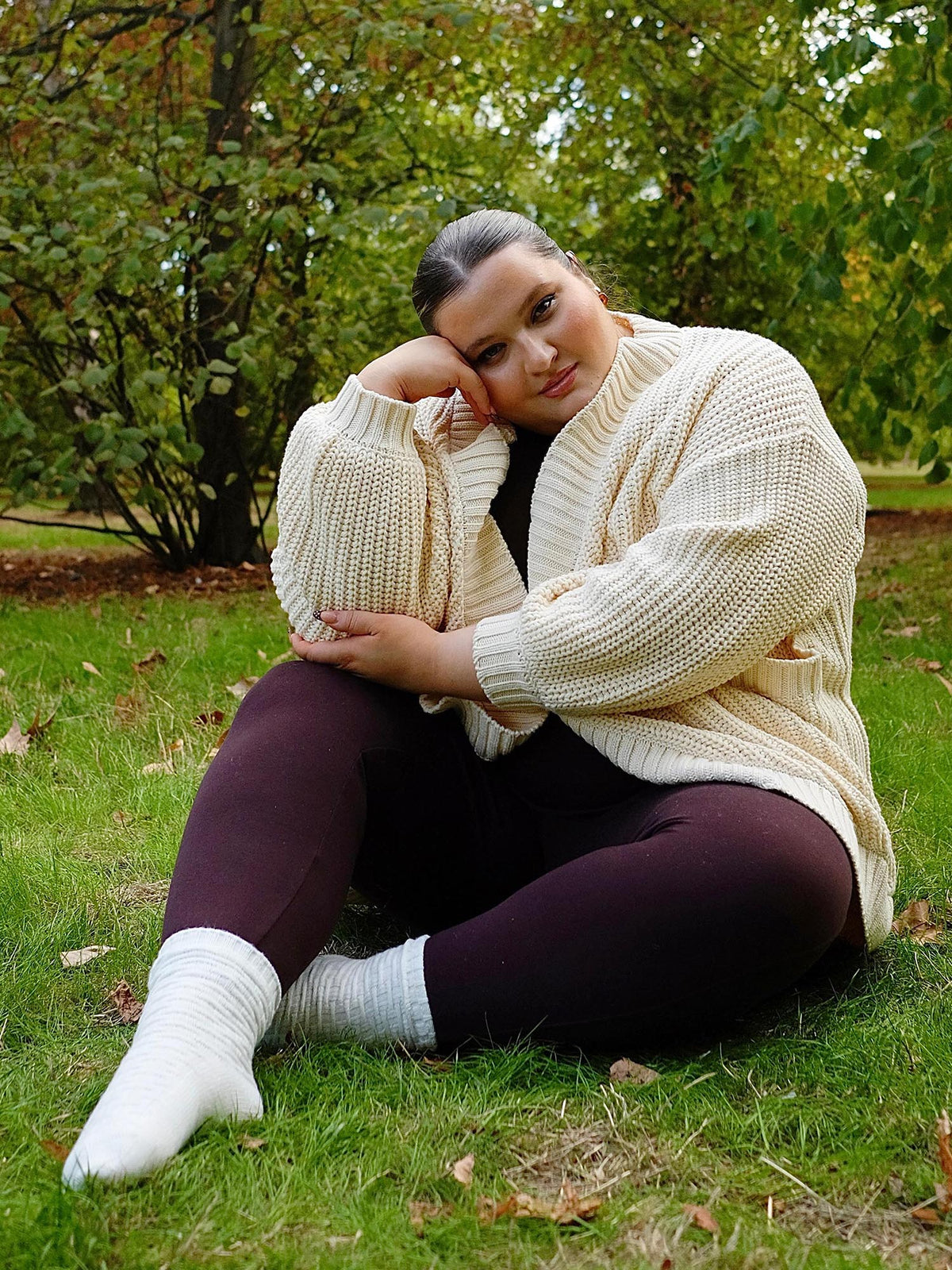 Chunky Knit Cotton Cardigan - Cream