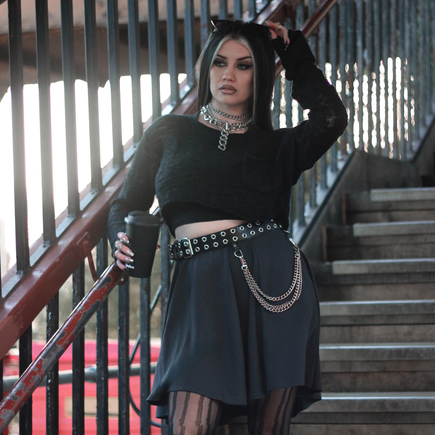 Charcoal Mini Flare Skirt with Pockets | sizes 0-34 | Snag – Snag