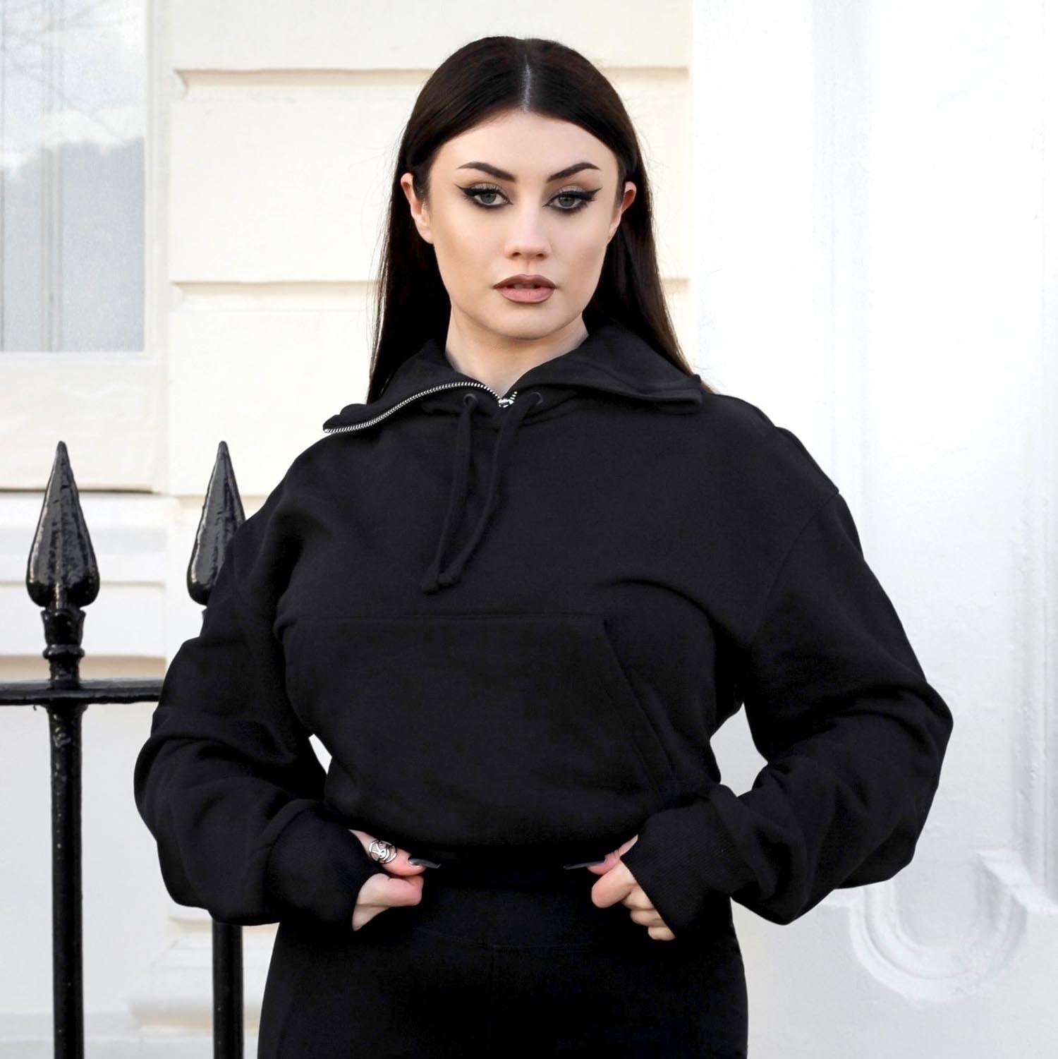 Cropped Bow Back Hoodie - Black - Tights & Clothes In Sizes 1-34