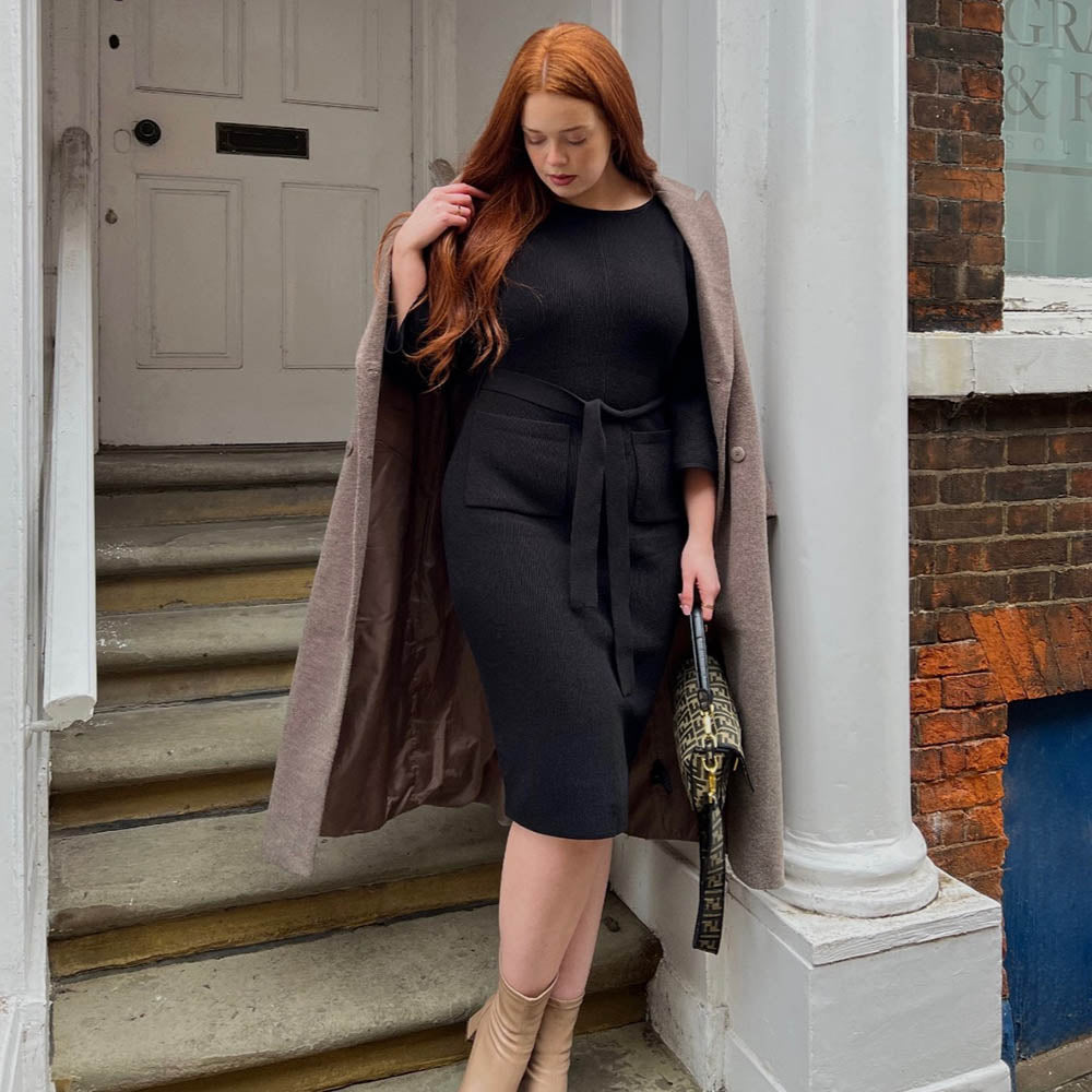 Black Cocoon Knit Midi Dress with Pockets | Snag – Snag Canada