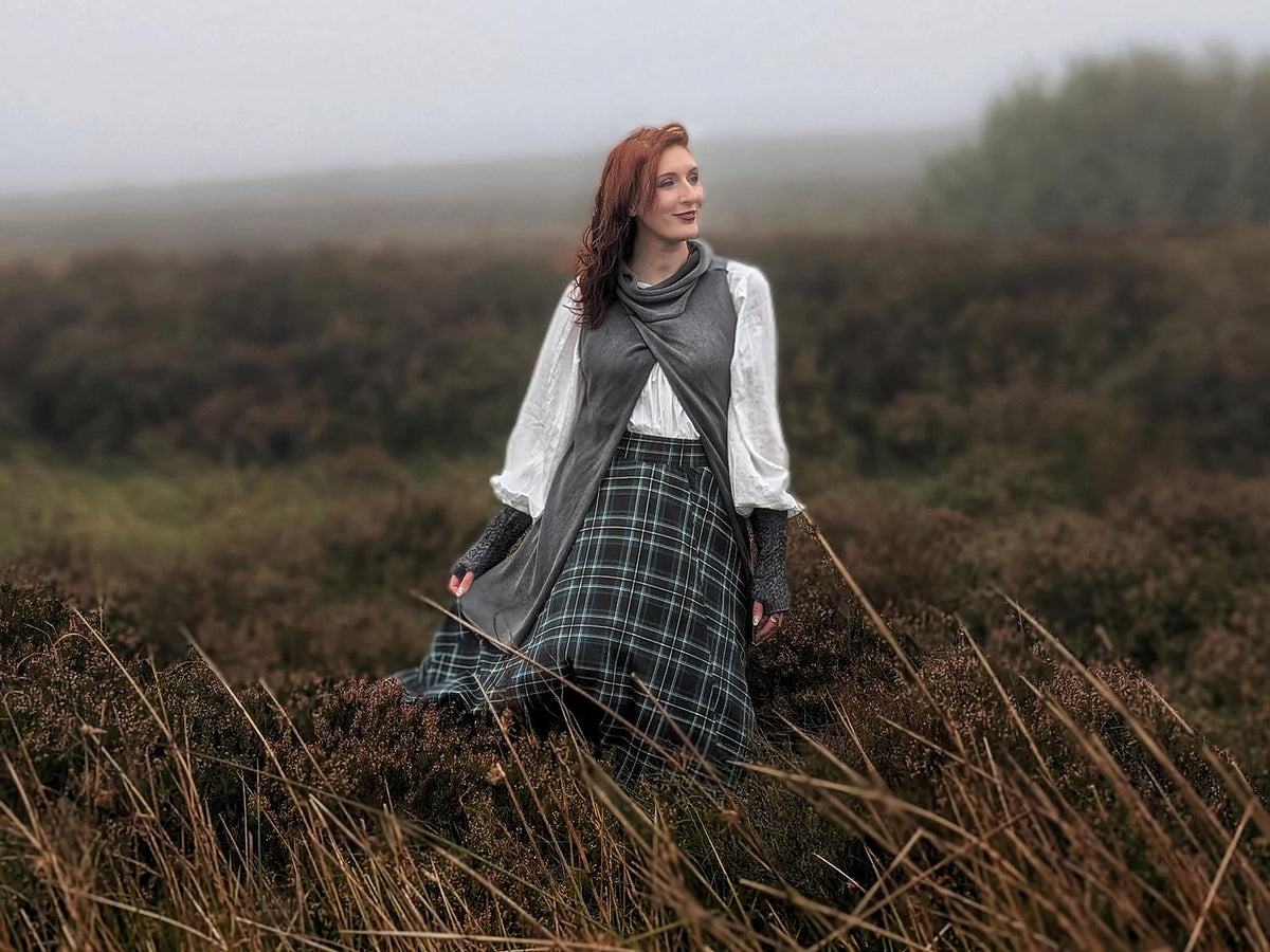 Islay Jersey Maxi A-Line Skirt - Green Plaid