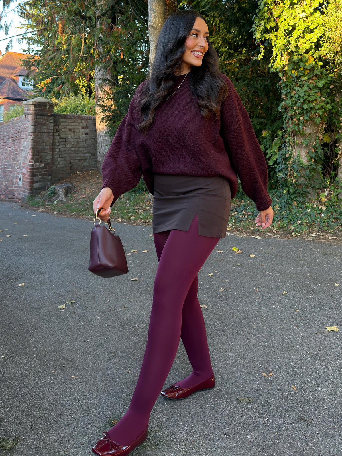 120 Denier Super-Opaque Tights - Cherry
